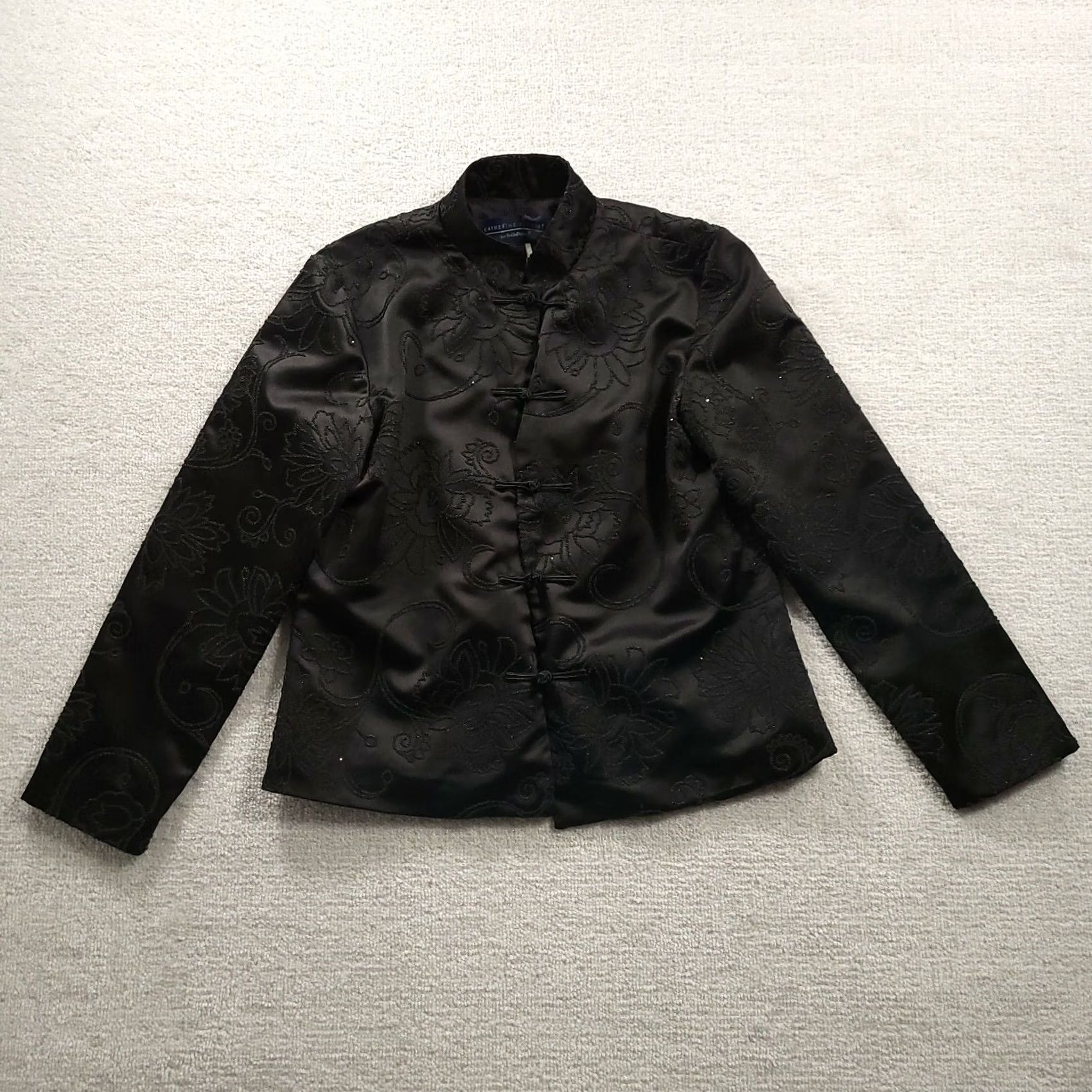 Vintage VINTAGE BellePointe Catherine Stewart Women's Beaded Jacket Black Medium Floral 90s American Mens Womens Girls Size M / US 6-8 / IT 42-44 - 2 Thumbnail