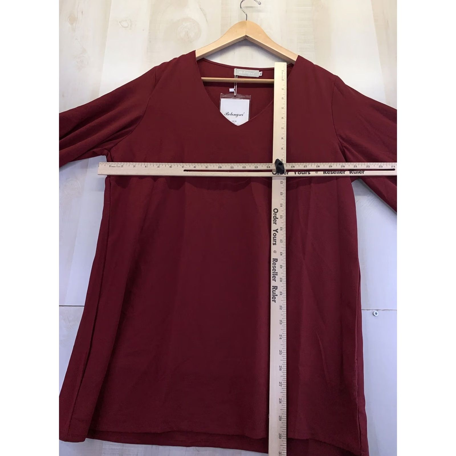 Vintage Belongsci Chiffon Burgundy V Neck Balloon Sleeve Womens Blouse XL NWT-6782 Size XL / US 12-14 / IT 48-50 - 2 Thumbnail