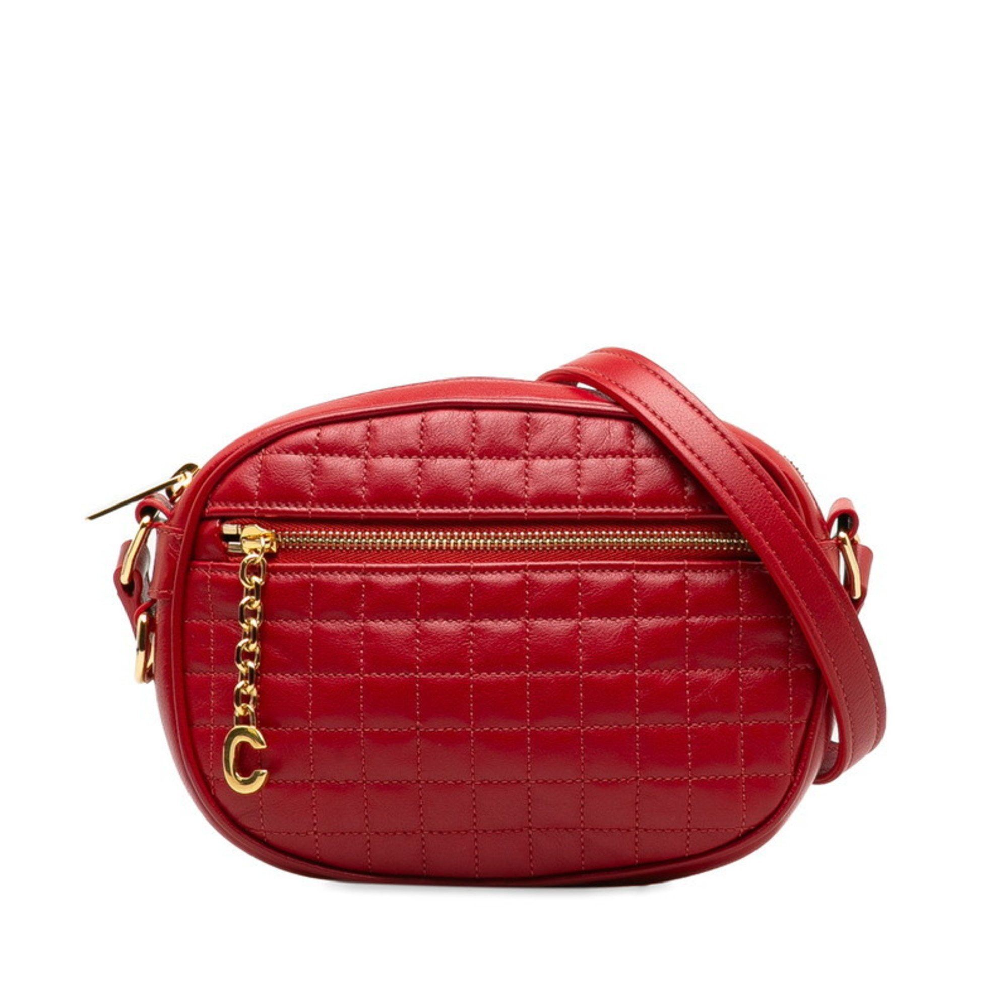 image of Celine C Small Camera Bag Shoulder Red Leather Women's Celine in Red Color