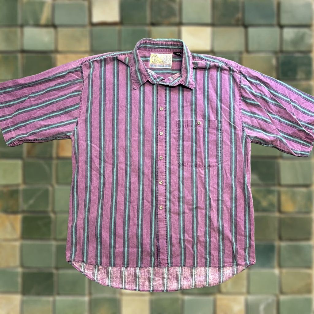Vintage VINTAGE Pier Connection Button-Up Shirt Short Sleeve Men’s XL Stripe Cotton 90s Purple Size US XL / EU 56 / 4 - 1 Thumbnail