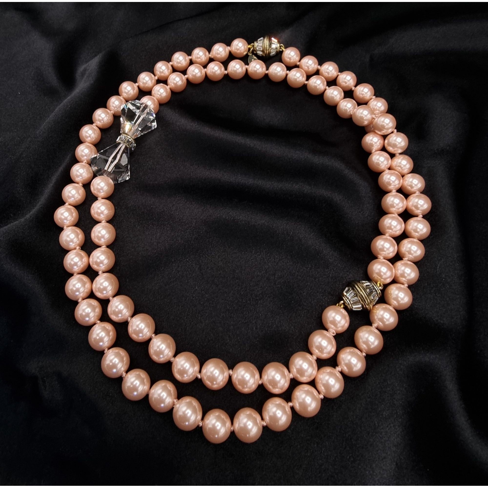 Vintage Heidi Daus Double-Strand Faux Pearl Necklace With Crystal Bo Size ONE SIZE - 2 Thumbnail