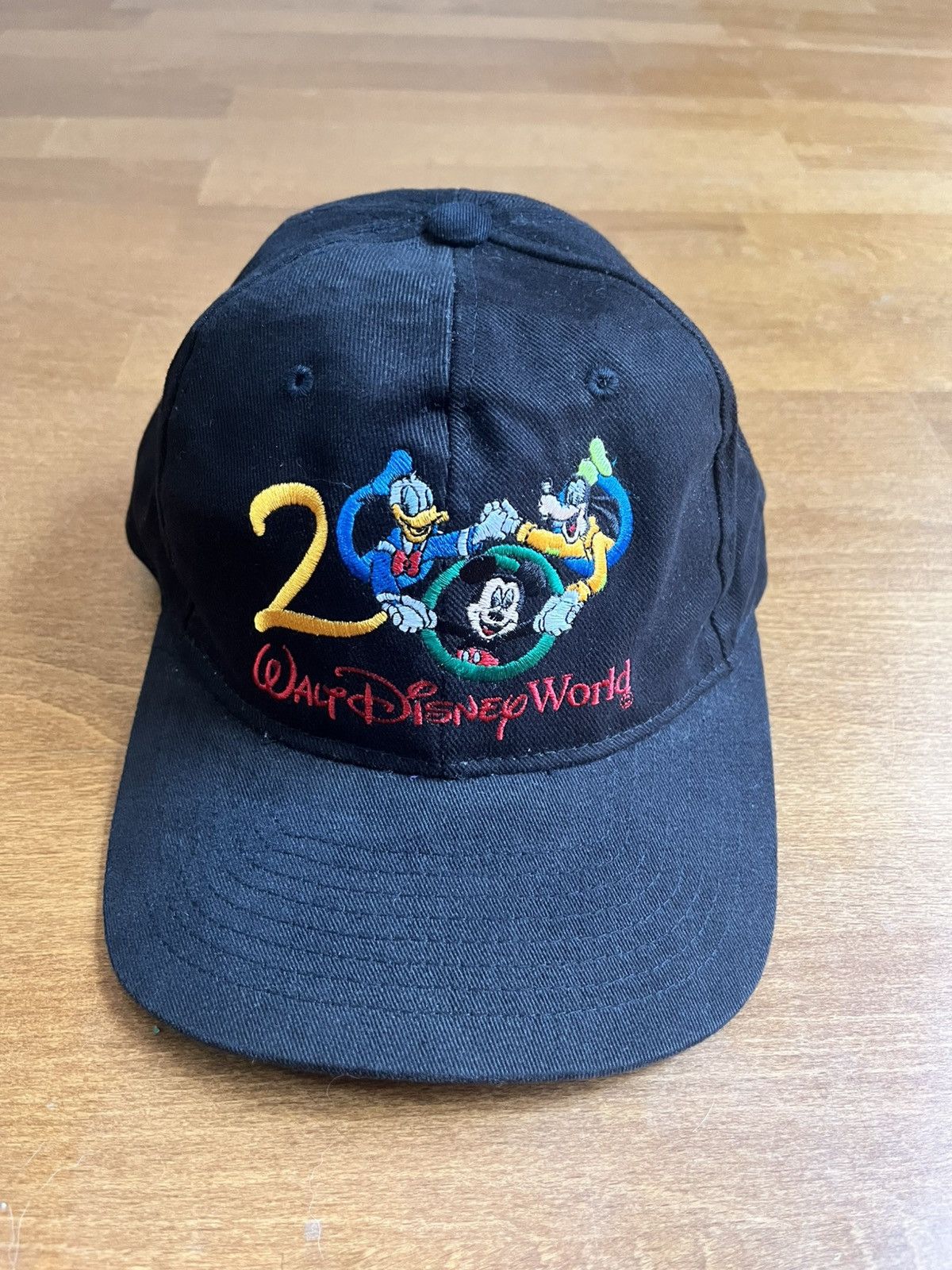 Disney VINTAGE Disney Hat Cap Strap Back Black Mickey Mouse Donald Size ONE SIZE - 1 Thumbnail