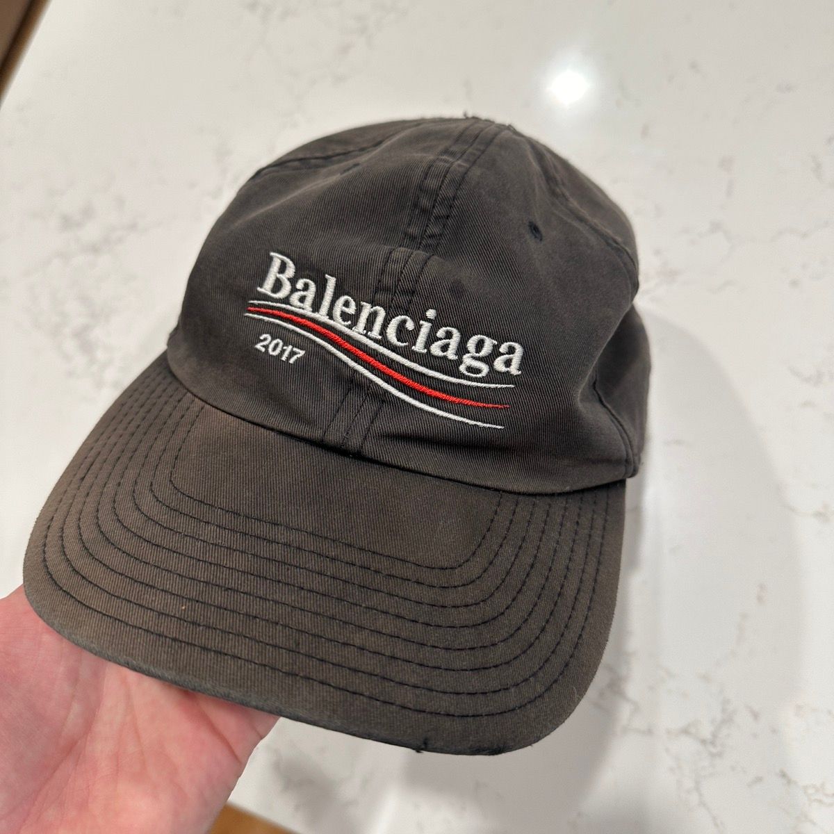 Pre-owned Balenciaga Vintage Wash Faded Political Campaign Cap In Faded Black