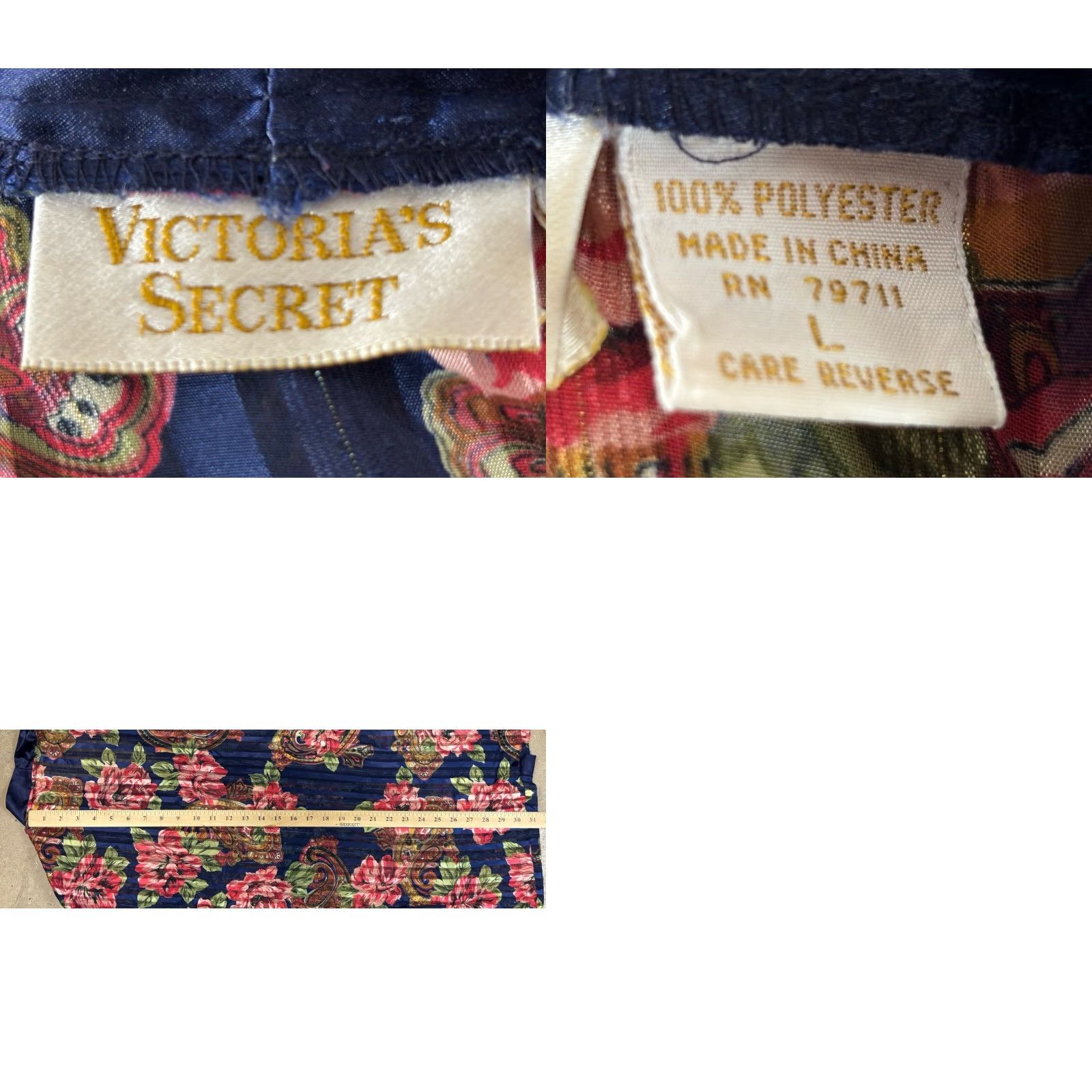 Victoria's Secret Vintage Victoria's Secret Sleep Shirt Large Navy Floral Semi Sheer Gold Label Vtg Size L / US 10 / IT 46 - 8 Thumbnail