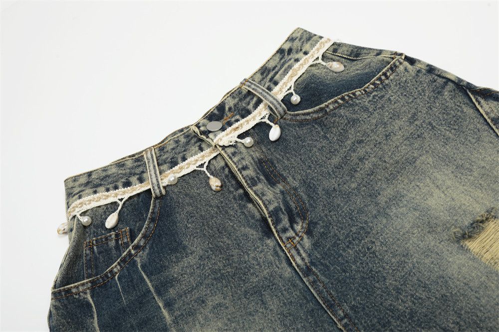 Japanese Brand × Jean Men's distressed punk retro washed ripped scimitar jeans Size US 34 / EU 50 - 4 Thumbnail