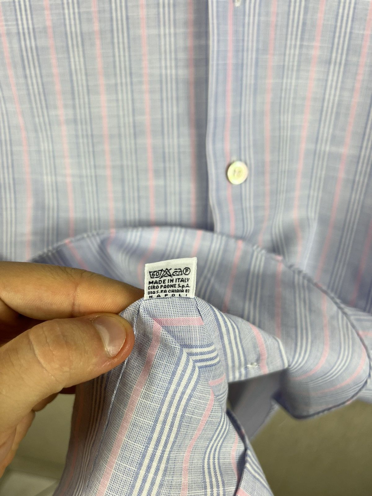 Kiton Kiton linen shirt striped pink baby blue vintage old money Size US L / EU 52-54 / 3 - 17 Thumbnail