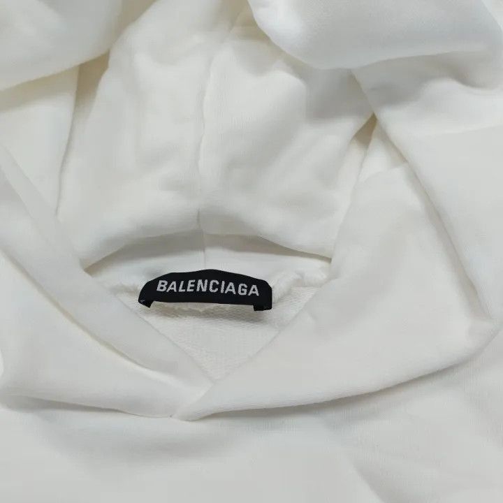 Balenciaga Balenciaga White Long Sleeve Graphic Hoodie 0079-2507 Size US XXS / EU 40 - 1 Thumbnail
