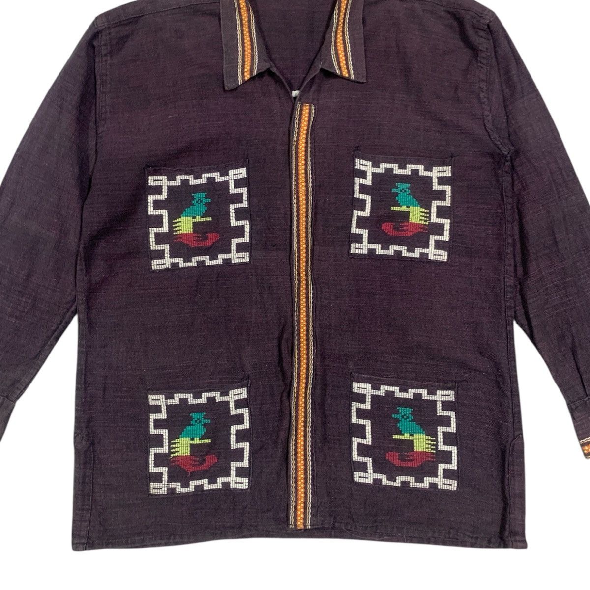 Vintage Vtg Guatemalan Quetzal Bird Aztec Handwoven Shirt Jacket Size US L / EU 52-54 / 3 - 3 Thumbnail