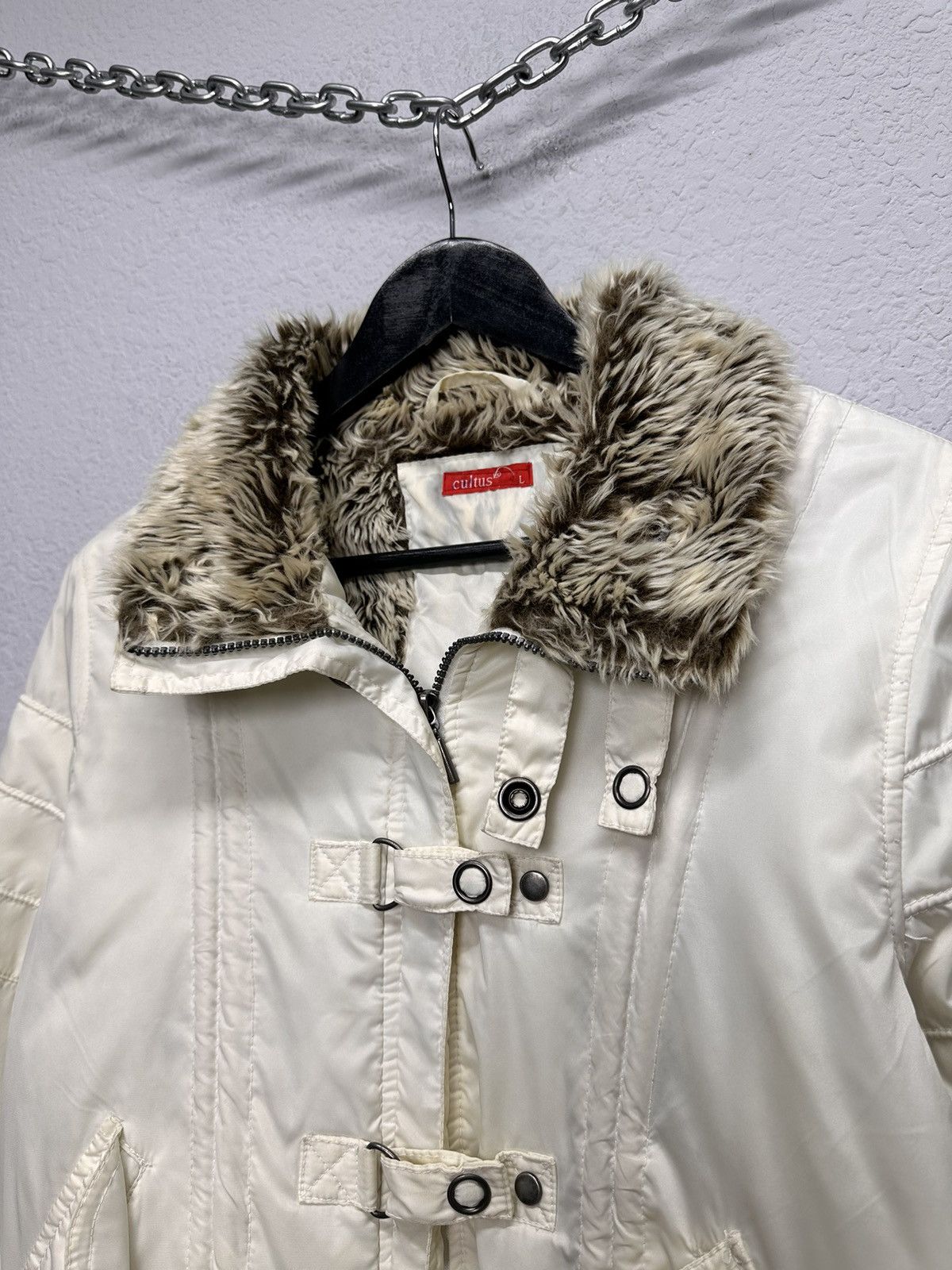 Le Grande Bleu (L.G.B.) Vintage Army Military Fur Hood Jacket Y2K Utility Cropped Size M / US 6-8 / IT 42-44 - 6 Thumbnail