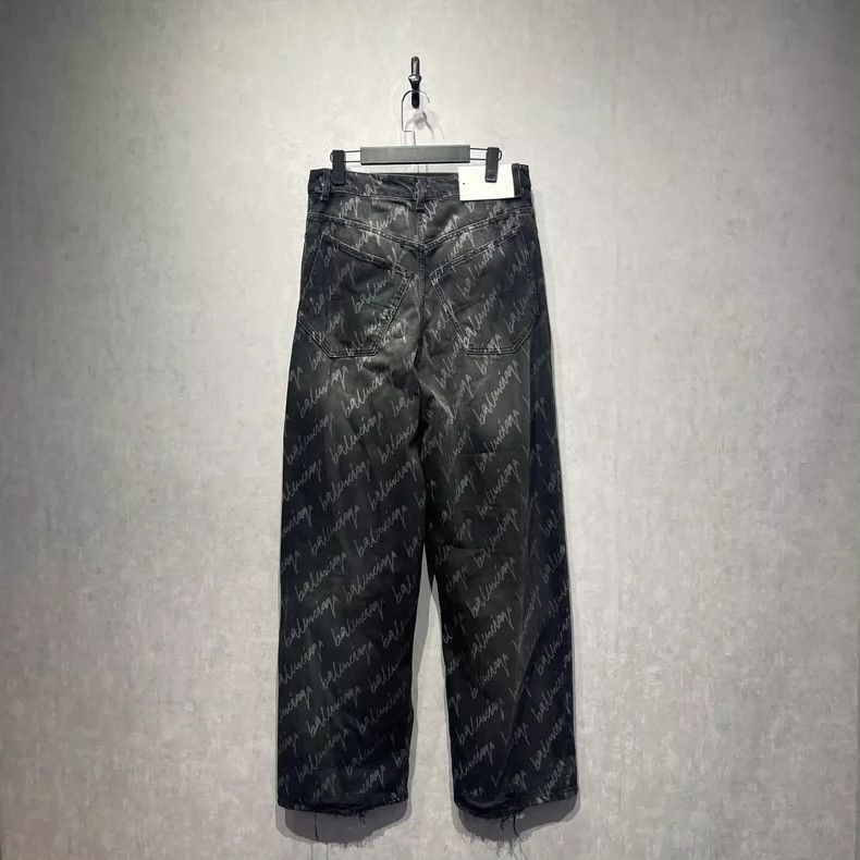 Balenciaga Balenciaga size S Full printed logo black denim trousers Size US 26 / EU 42 - 2 Thumbnail