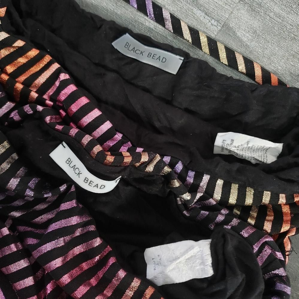 Designer Multicolored Metallic Black Bead Striped Set Size 36" / US 14 / IT 50 - 4 Thumbnail
