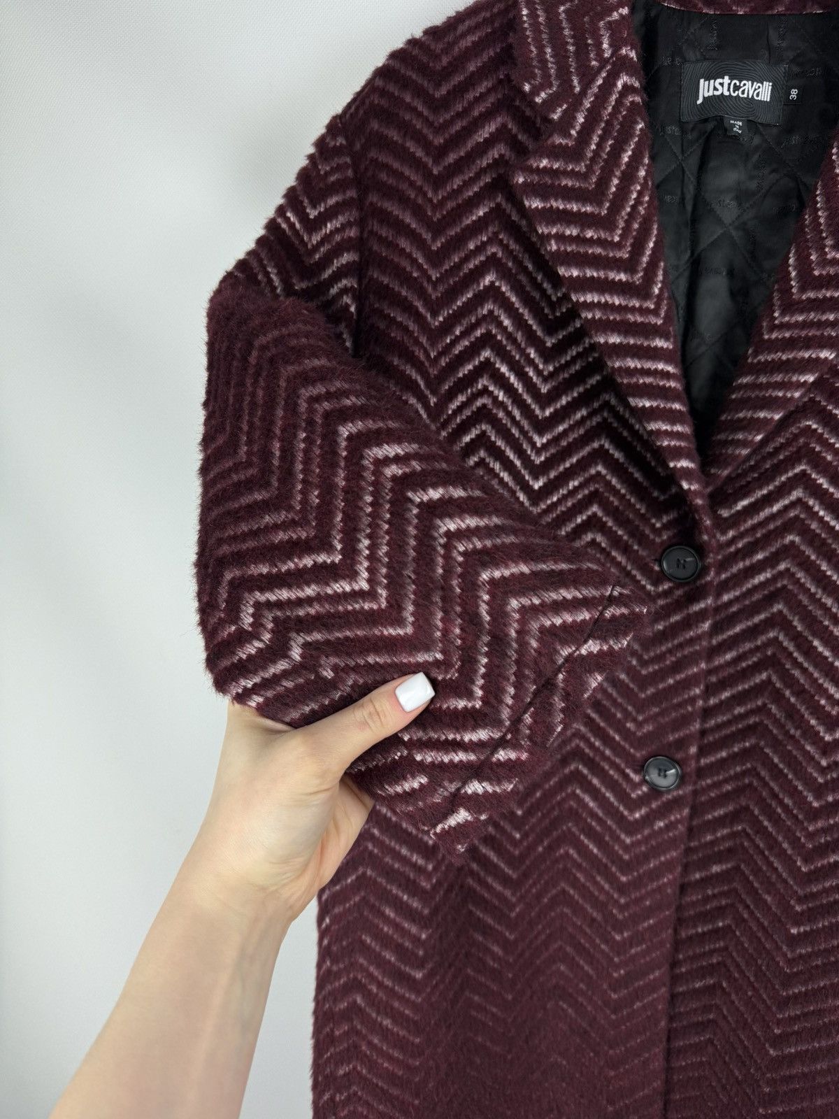Just Cavalli × Roberto Cavalli Just Cavalli Wool / Alpaca Zig Zag Patterned Coat Jacket Size XS / US 0-2 / IT 36-38 - 10 Thumbnail