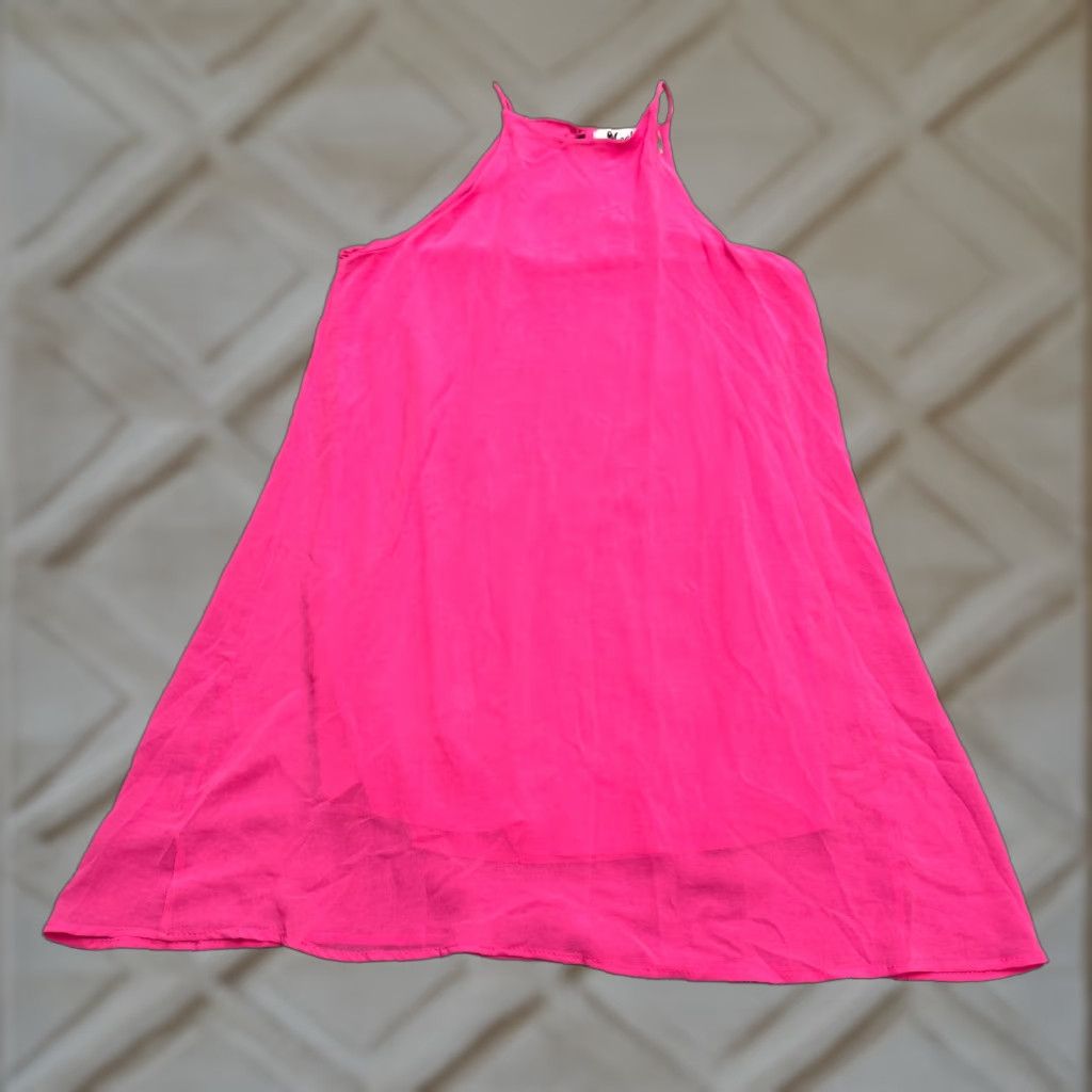 Vintage Meghan Dress Womens Medium Pink Lined Chiffon Polyester Halter Mini Tank Slip Solid Size M / US 6-8 / IT 42-44 - 1 Thumbnail