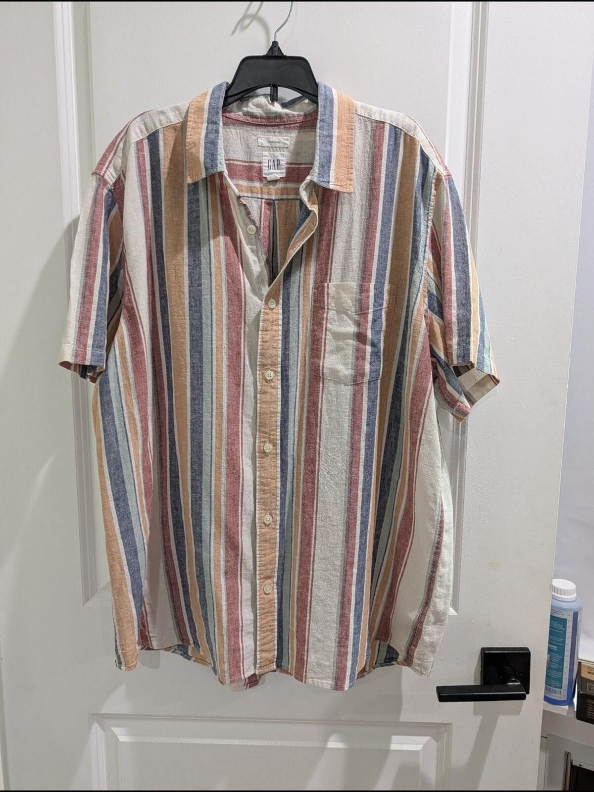 Gap GAP Short-Sleeve Button-Up Shirt in Multicolor Stripes Size US XL / EU 56 / 4 - 2 Thumbnail