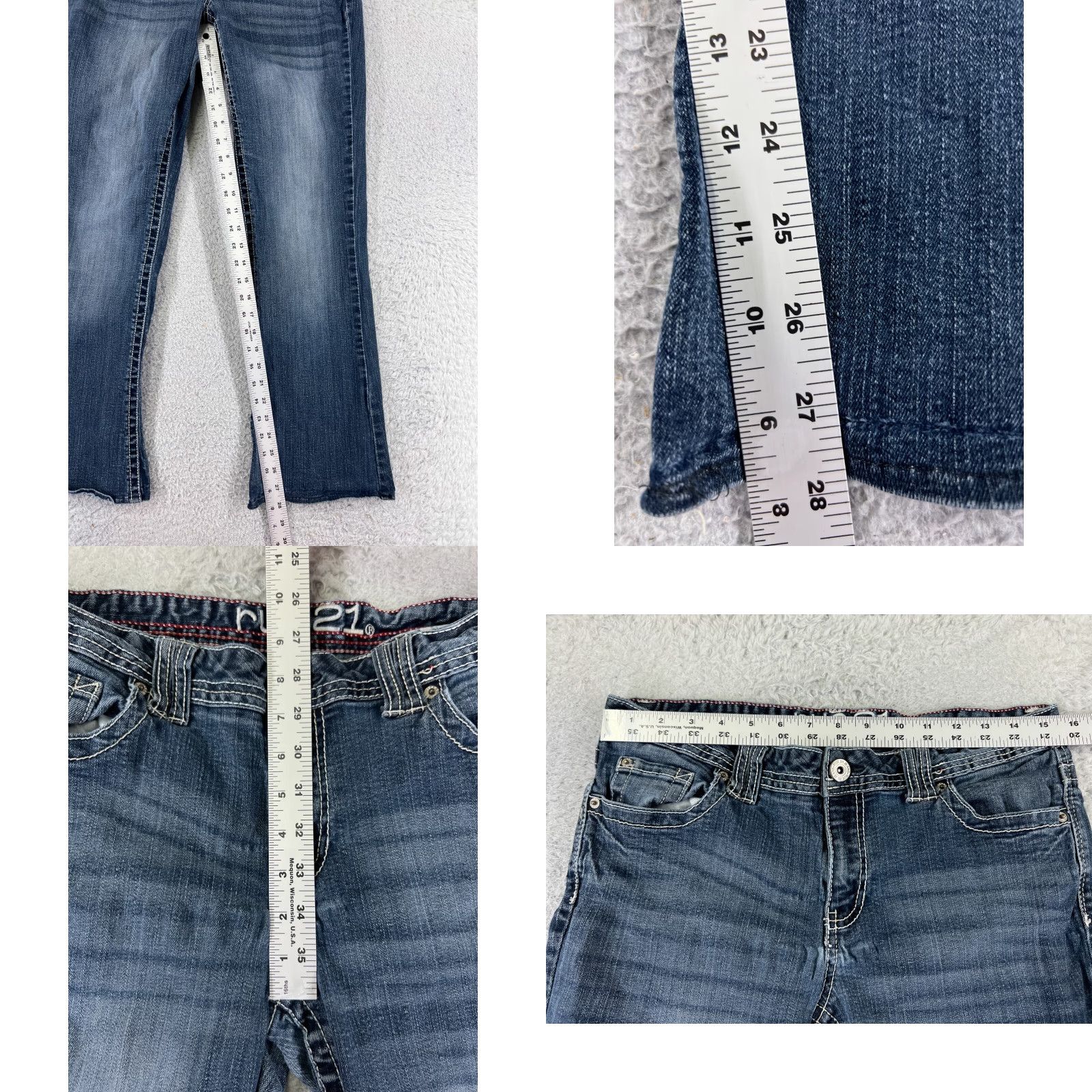Vintage Rue21 Jeans Womens 29 Blue Denim Boot Cut Embroidered 29x28 Size 29" - 8 Thumbnail