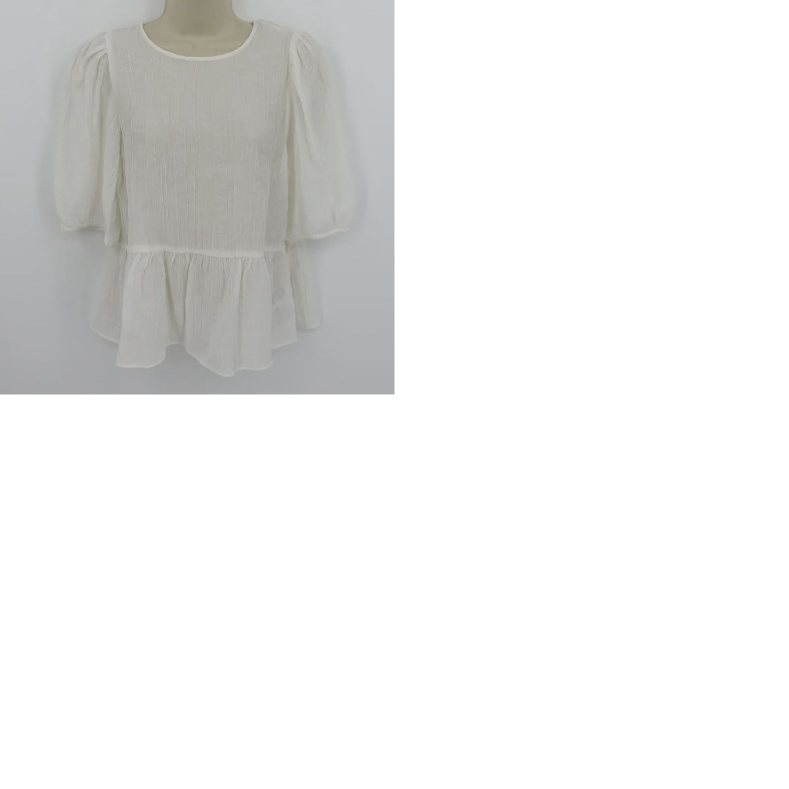 H&M H&M Blouse Shirt Shirt Women M White Solid Sheer Crinkle Half Sleeve Top Blouse Shirt Blouse Womens M White Solid Sheer Crinkle Half Sleeve Top H&M Size M / US 6-8 / IT 42-44 - 9 Thumbnail