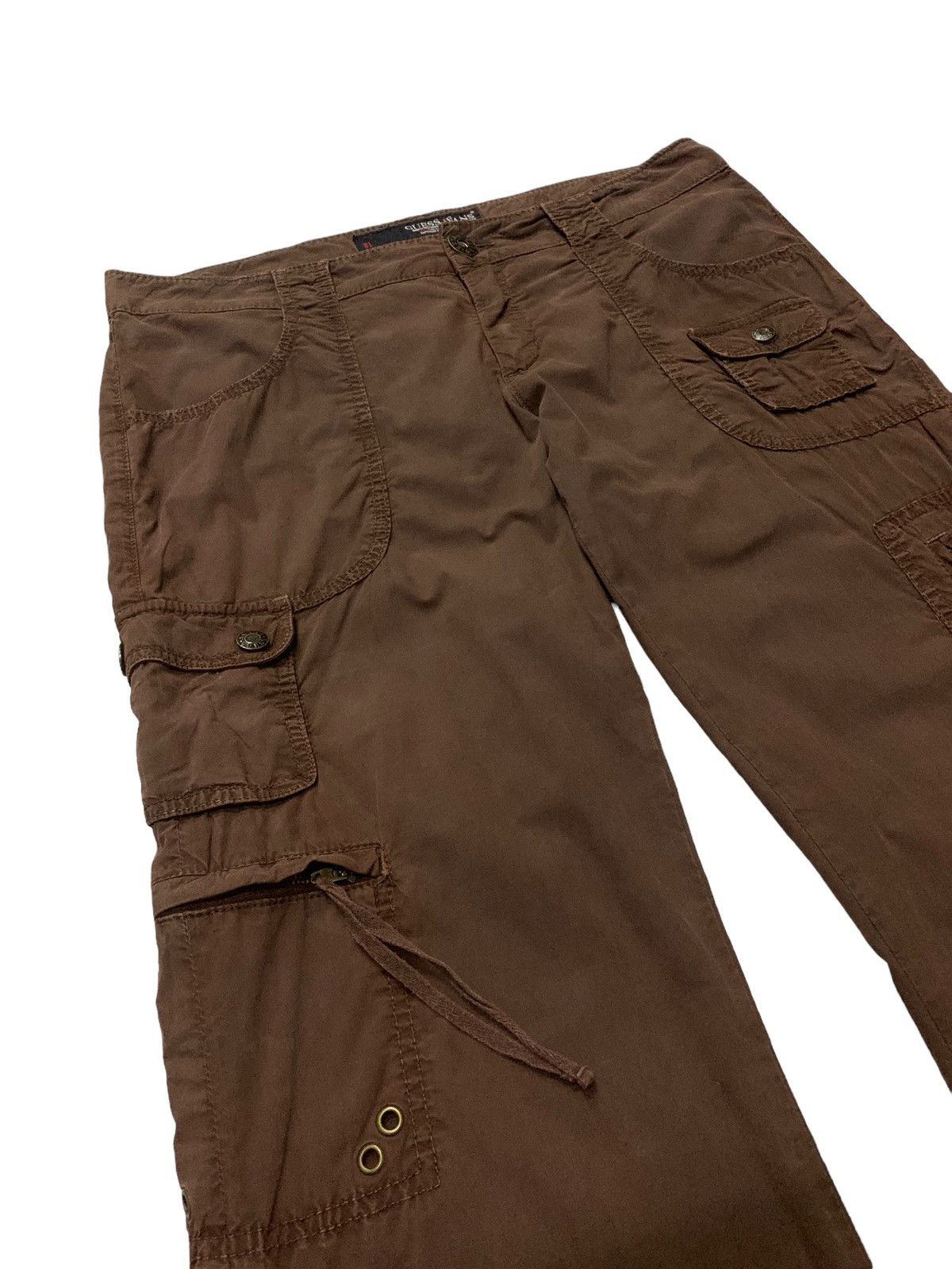 Guess × Vintage Vintage Guess Flared Brown Cargo Pants Size US 33 - 6 Thumbnail