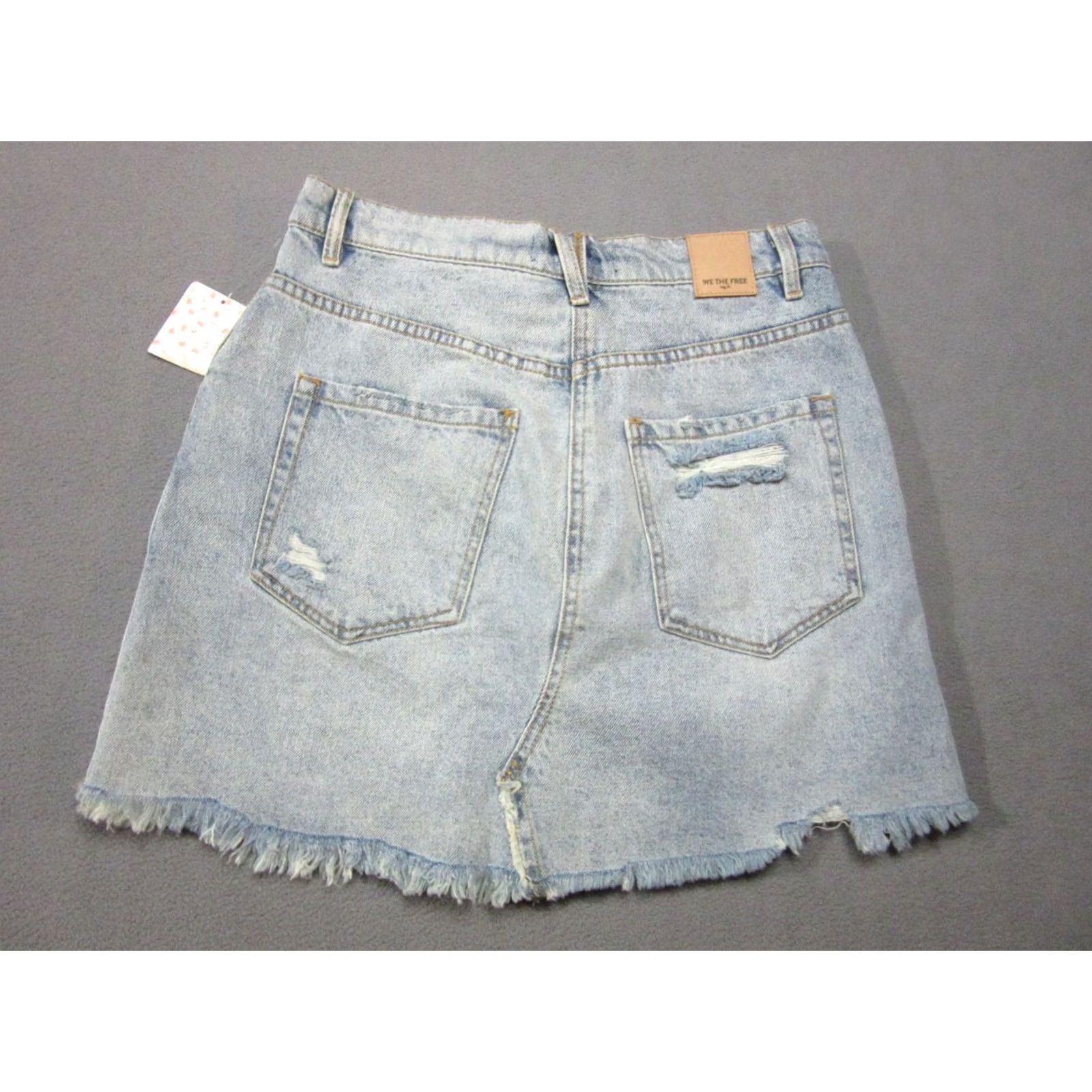 Free People Free People Blue Denim Skirt Womens A-Line Distressed Frayed Hem 28 Size 28" / US 6 / IT 42 - 5 Thumbnail
