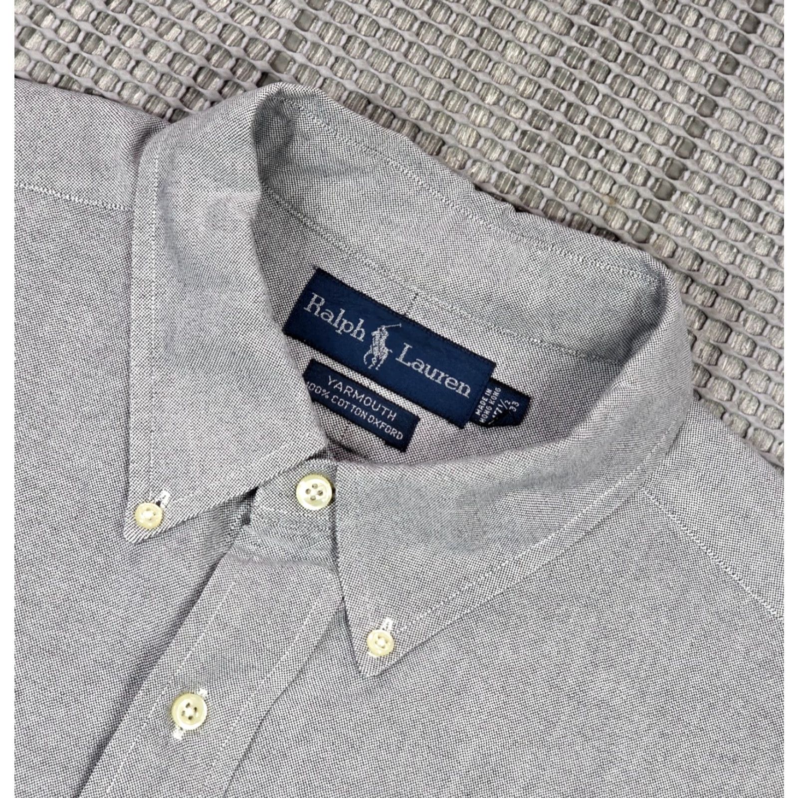 Polo Ralph Lauren VTG Polo Ralph Lauren Men Button-Up Gray 17.5-32/33 Oxford Long Sleeve OCBD, 100% Cotton, Solid, Classic, Preppy, Workwear, 90s, Designer - Mens Size US XXL / EU 58 / 5 - 6 Thumbnail