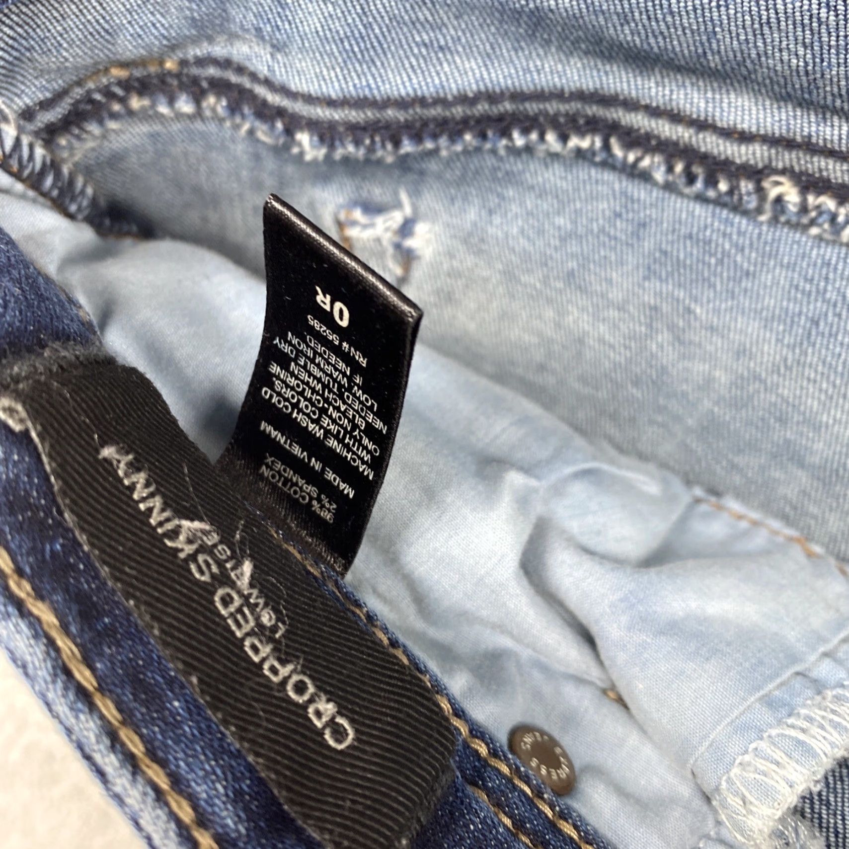 Express Express Womens Skinny Low Rise Distressed Cropped Denim Blue Jeans 0R Size Regular Violet? Size 25" / US 0 / IT 36 - 5 Thumbnail