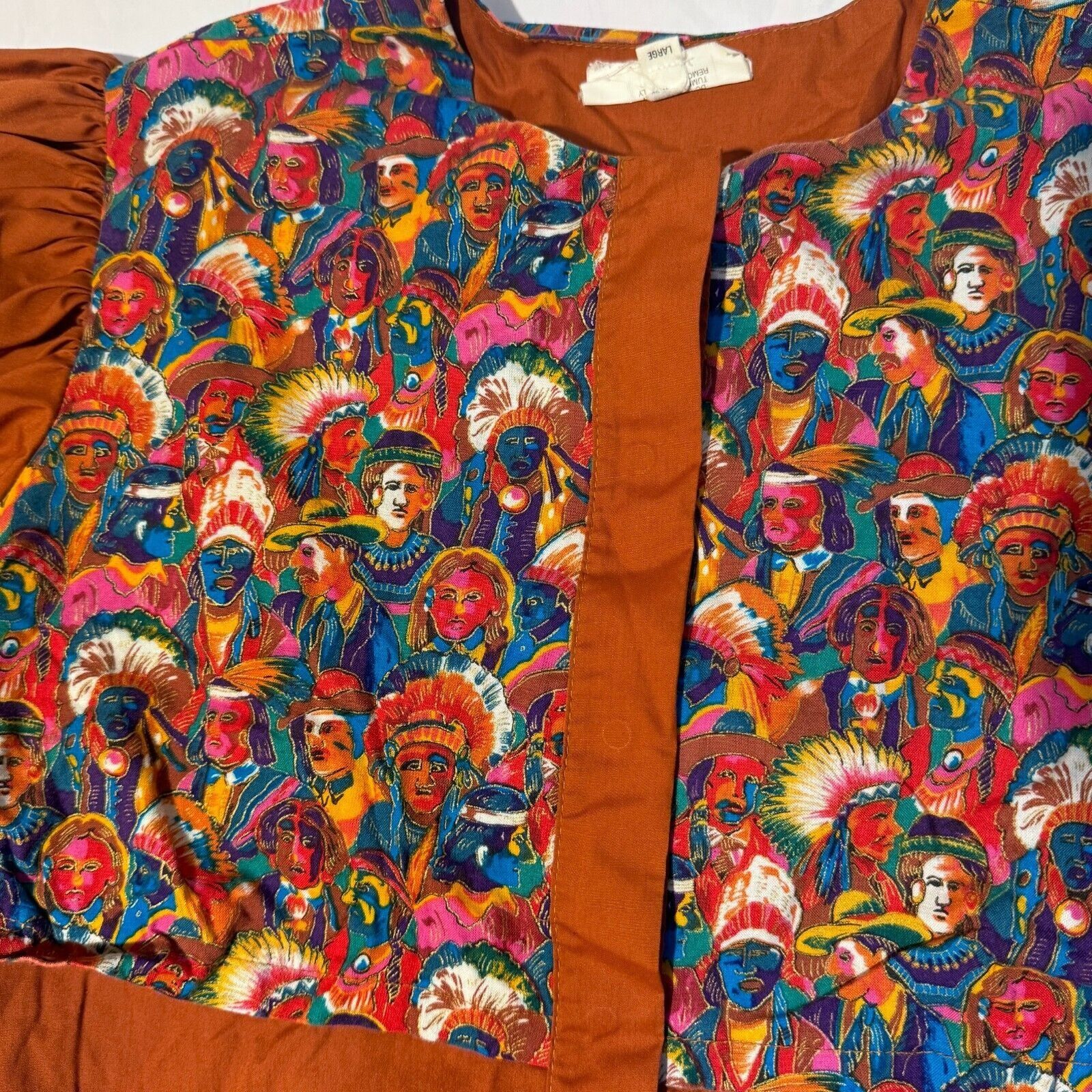 Vintage Kate Schorer Top Womens Large Cowboy Indian Print Country We Size L / US 10 / IT 46 - 3 Thumbnail