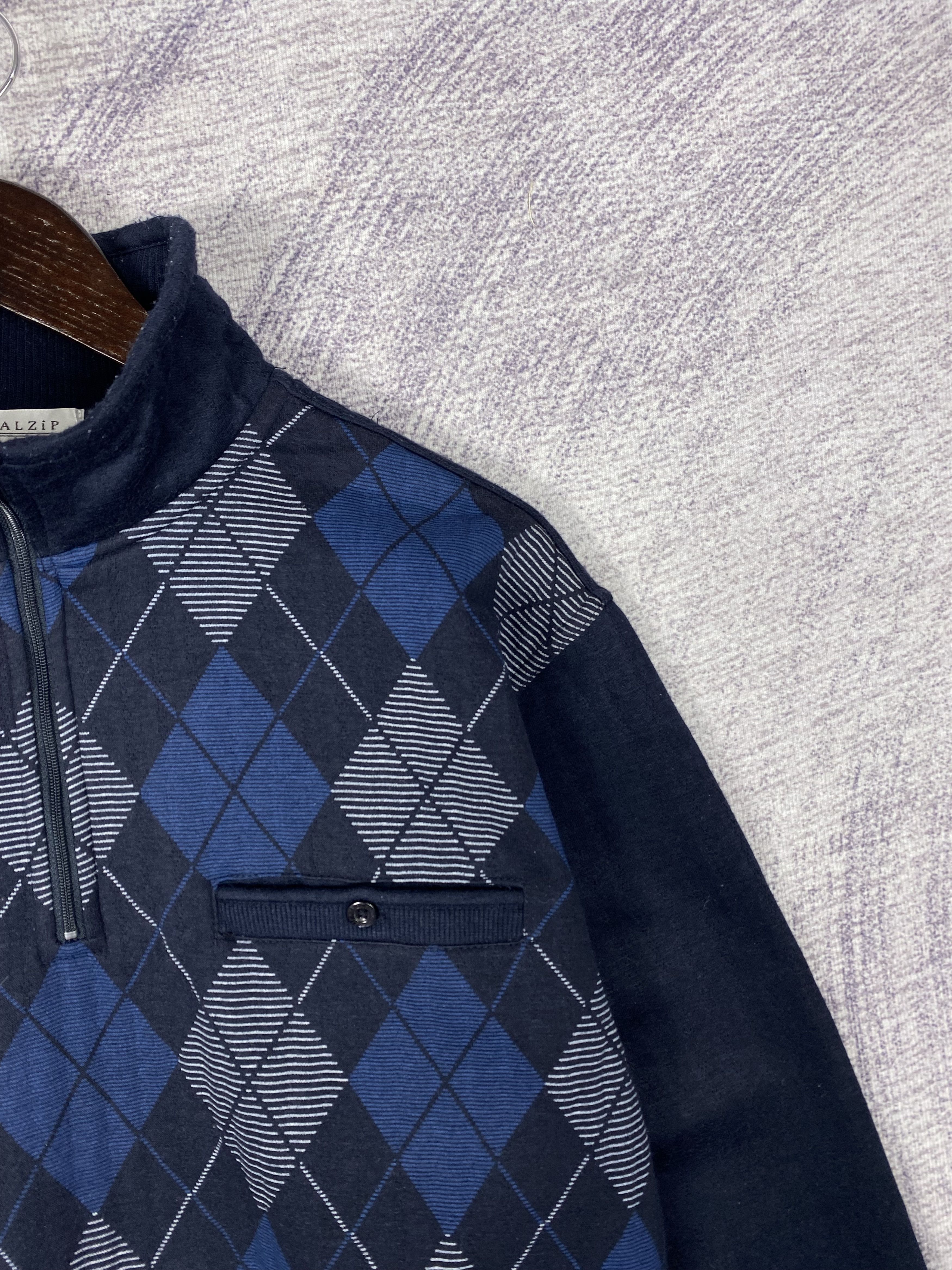 Japanese Brand Vintage Japanese Brand Half Zipper Argyle Style Sweatshirts Size US M / EU 48-50 / 2 - 3 Thumbnail