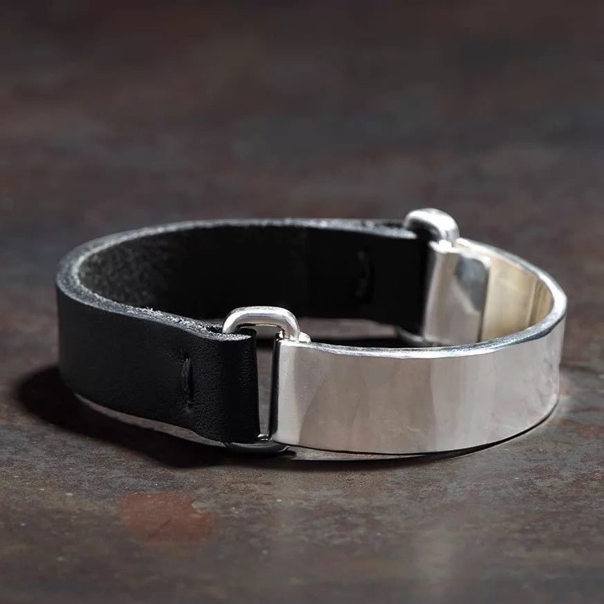 Werkstatt Munchen Werkstatt Munchen M2721 Arched Silver Leather Bracelet XS Size ONE SIZE - 1 Thumbnail