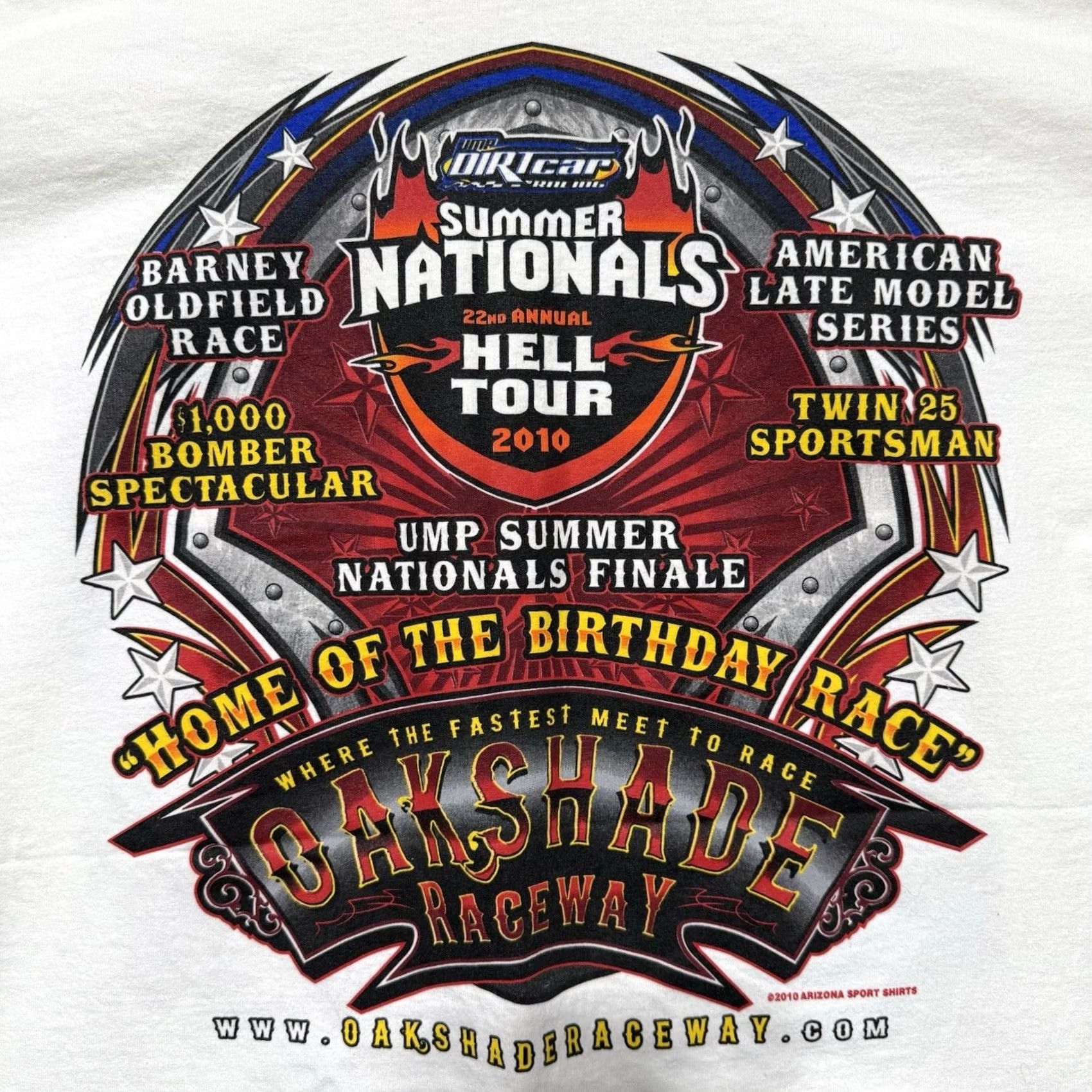 Gildan Oakshade Raceway 35 Years of Racing T-Shirt Oakshade Raceway Cars White 2XL Men T-Shirt Short Sleeve 2XL White Cotton Vintage No Size US XXL / EU 58 / 5 - 3 Thumbnail