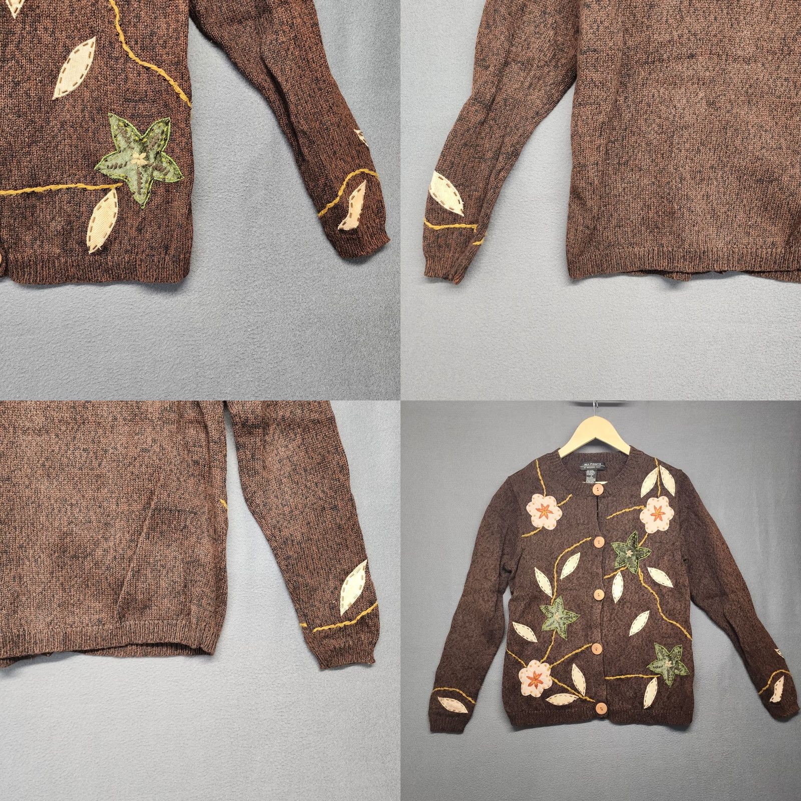 Vintage VINTAGE Cardigan Sweater Womens Small Brown Floral Granny Cottage Size S / US 4 / IT 40 - 9 Thumbnail