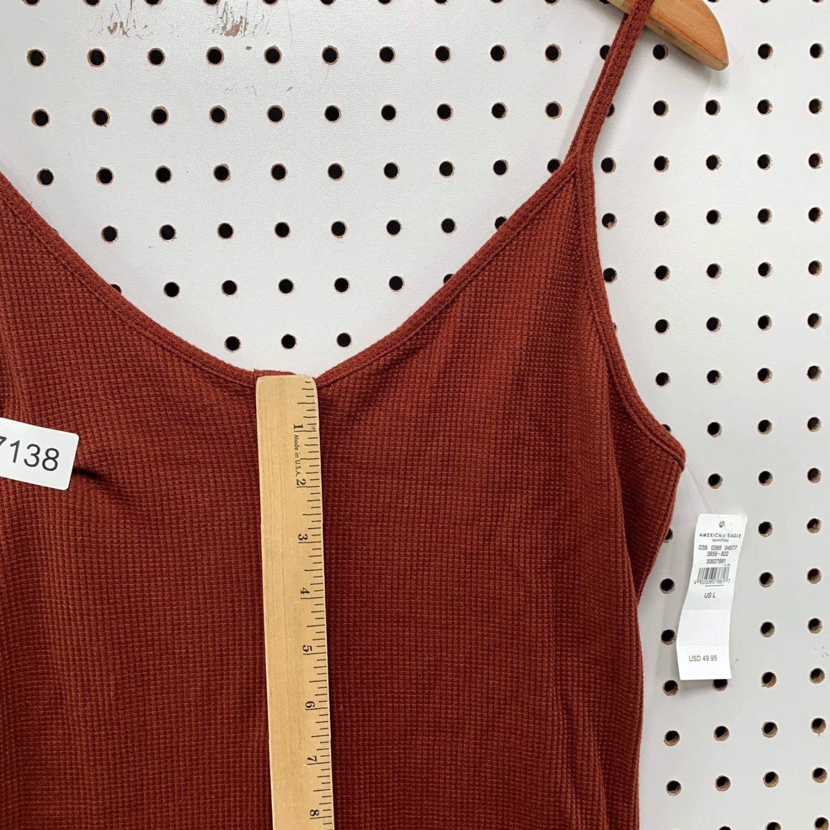 American Eagle Outfitters American Eagle Outfitters Dress Women Large Waffle Knit Bodycon Midi Maroon Size L / US 10 / IT 46 - 7 Thumbnail