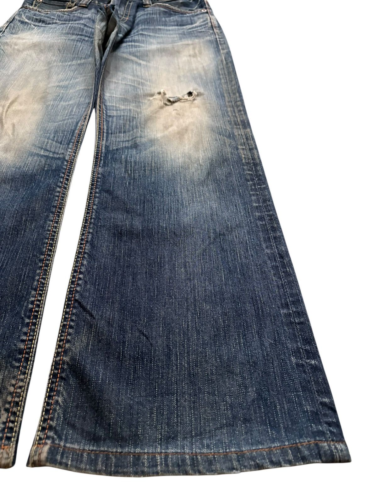 Edwin × Japanese Brand Vintage Japanese Edwin Faded Mud Wash Distress Flare Jeans Size US 33 - 7 Thumbnail