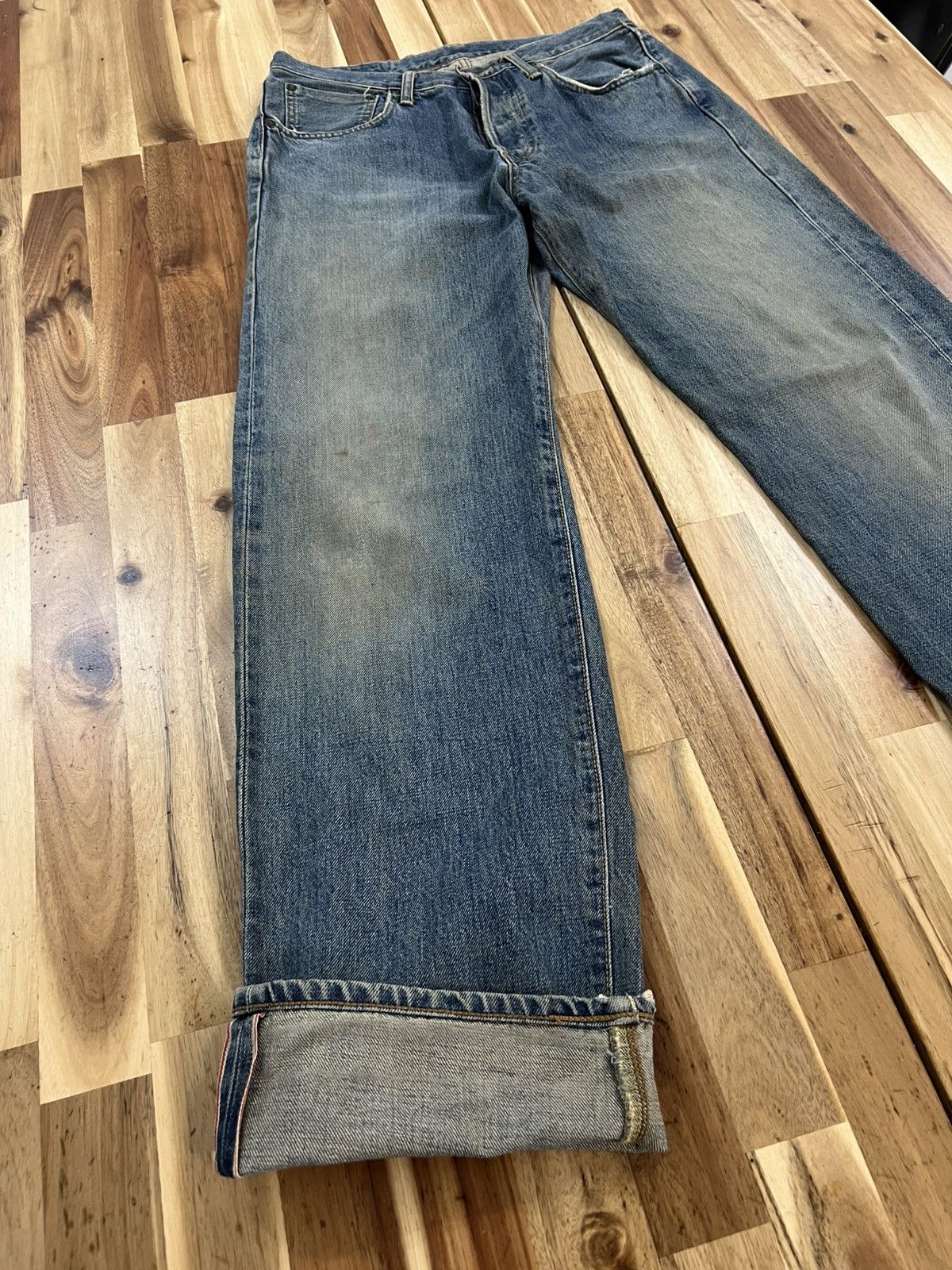 Edwin Vintage Edwin 505X Selvedge TRASHED Denim Jeans Size US 33 - 2 Thumbnail