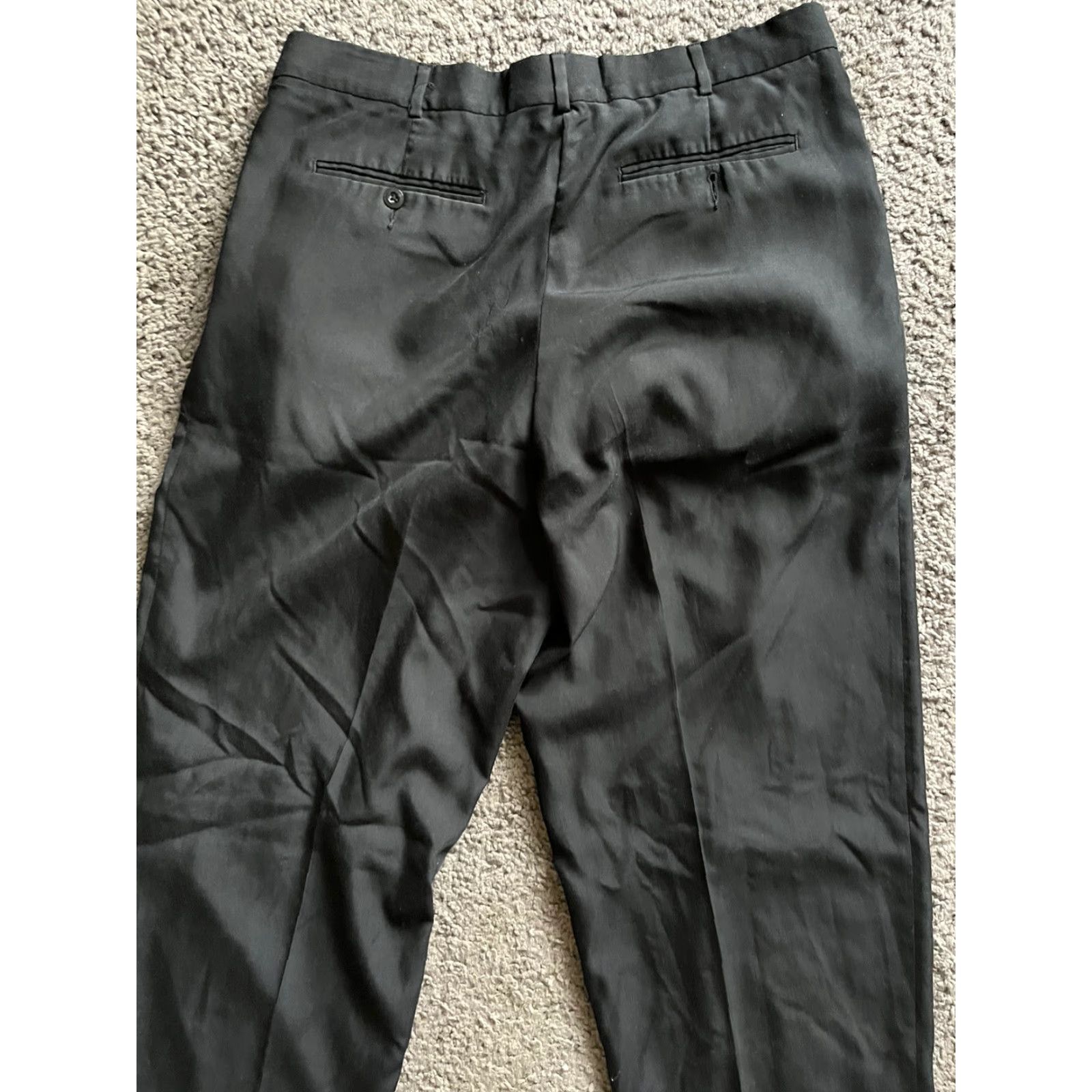 Perry Ellis Perry Ellis Portfolio Pleated Front Dress Pant Size 36x32 Cuffed Black Polyester Size US 36 / EU 52 - 4 Thumbnail