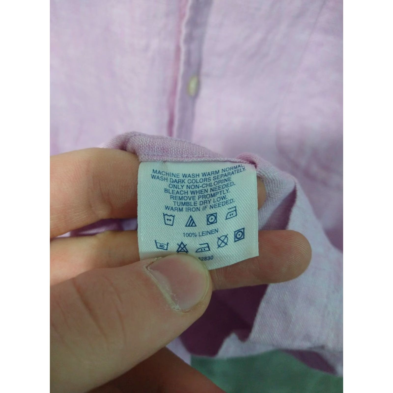 Lands' End Lands' End Shirt Mens Large Purple Linen Button-Up Short Sleeve Casual Beach Size US L / EU 52-54 / 3 - 6 Thumbnail