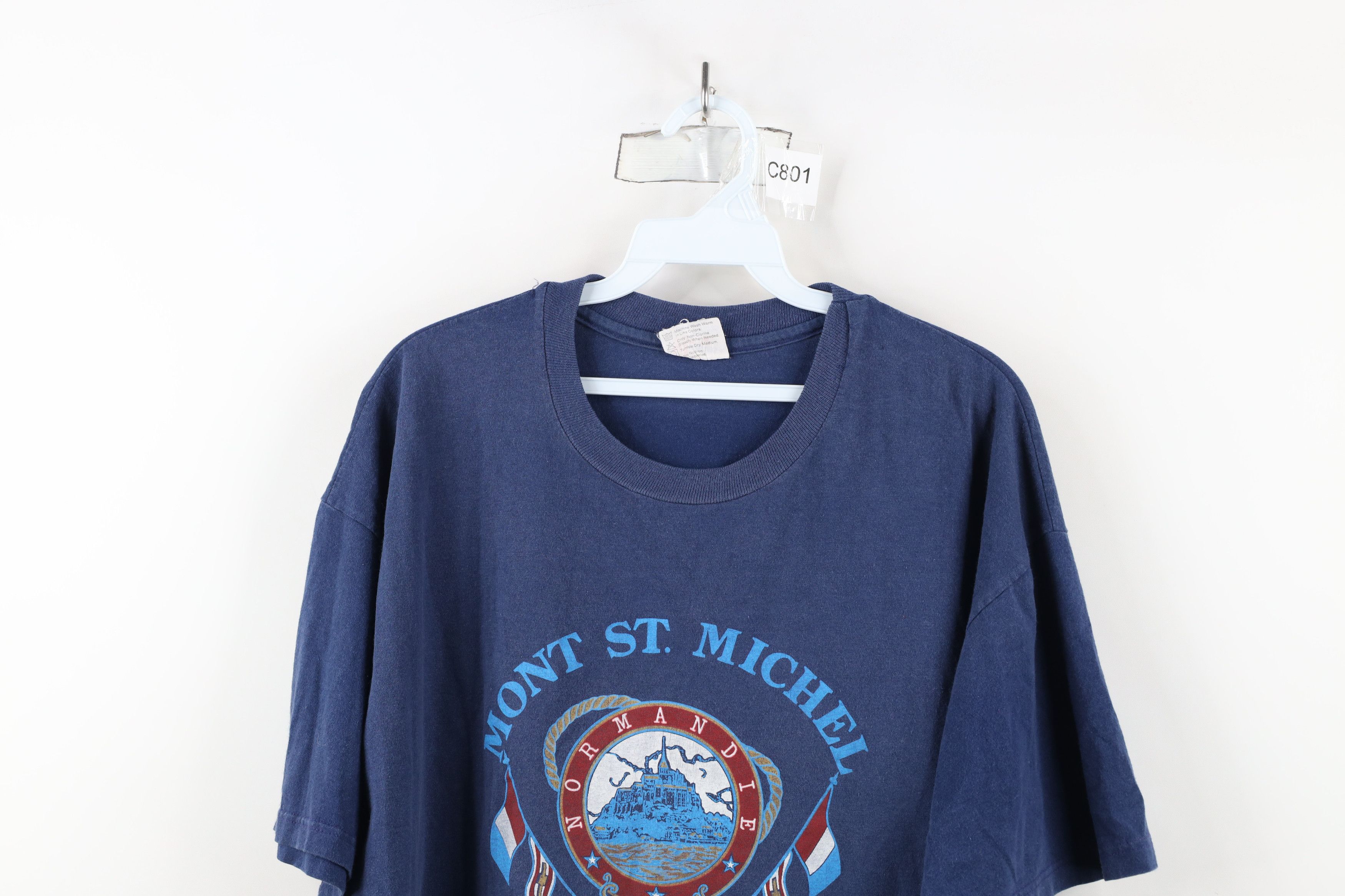Vintage Vintage 90s Streetwear Michel Normandie France T-Shirt Blue Size US L / EU 52-54 / 3 - 2 Thumbnail