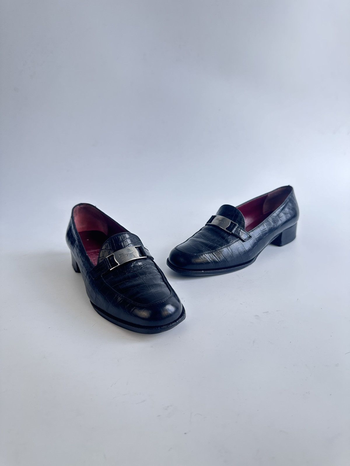 Salvatore Ferragamo Salvatore Ferragamo Sport Croc-Embossed Leather Loafers Size US 6 / IT 36 - 2 Thumbnail