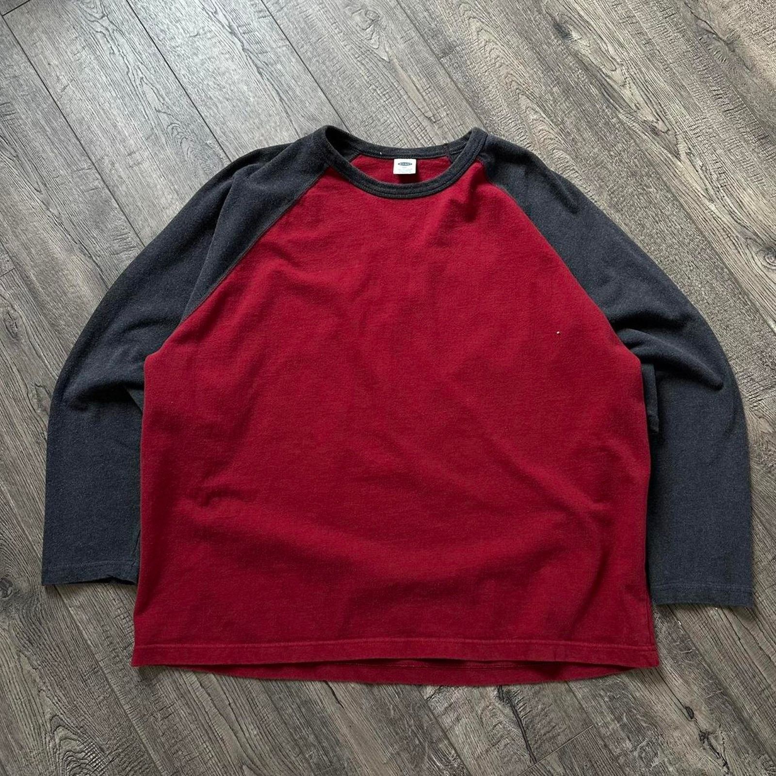 Old Navy × Vintage Vintage Y2K Old Navy Blank Basic Red Skater Longsleeve Shirt Size US XXL / EU 58 / 5 - 4 Thumbnail
