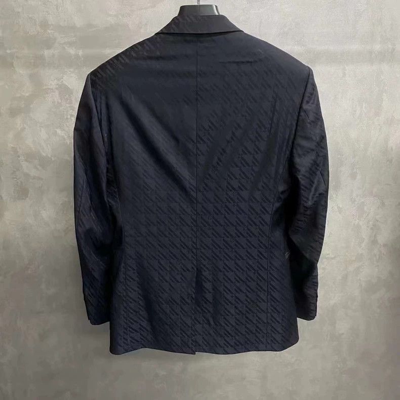Louis Vuitton louis vuitton Black dark stripe full logo blazer suit 2502- Size 50R - 2 Thumbnail