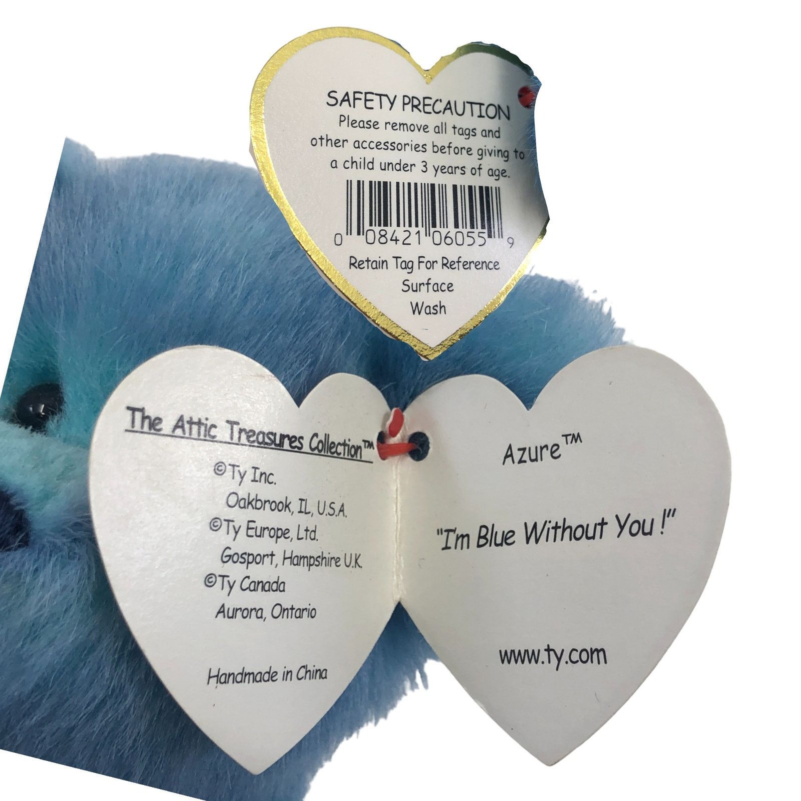 Other TY Azure the Bear 1993 Blue Plush Teddy Bear w/ Tags Size ONE SIZE - 7 Thumbnail