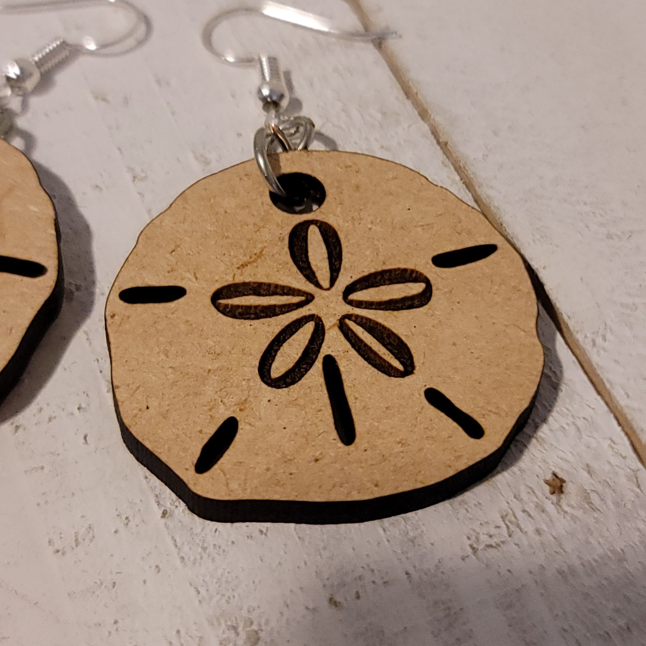 Handmade Handmade Laser Cut Sand Dollar Dangle Earrings Size ONE SIZE - 5 Thumbnail