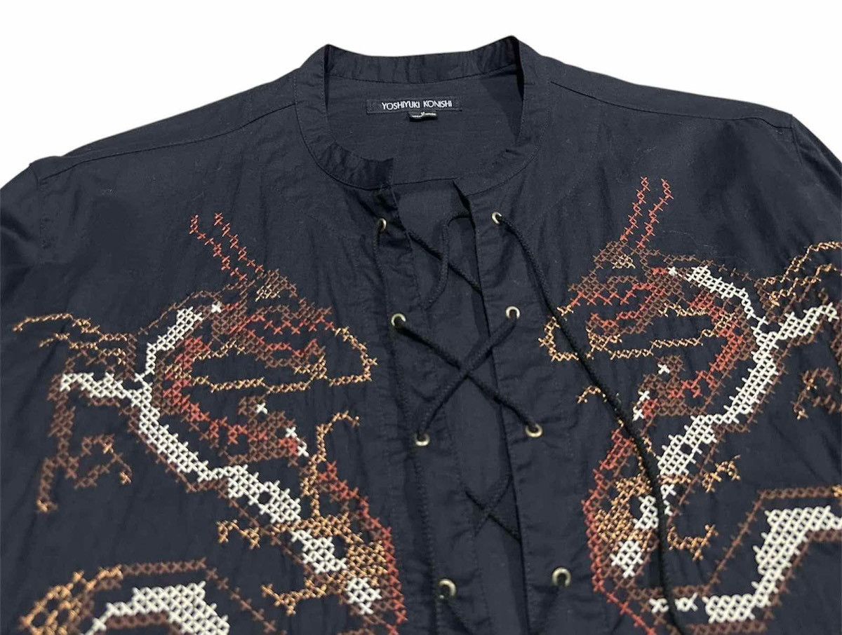 If Six Was Nine × Japanese Brand × Yoshiyuki Konishi 🔥Rare Archive Yoshiyuki Konishi Double Dragon Laces Up Shirt Size US M / EU 48-50 / 2 - 5 Thumbnail