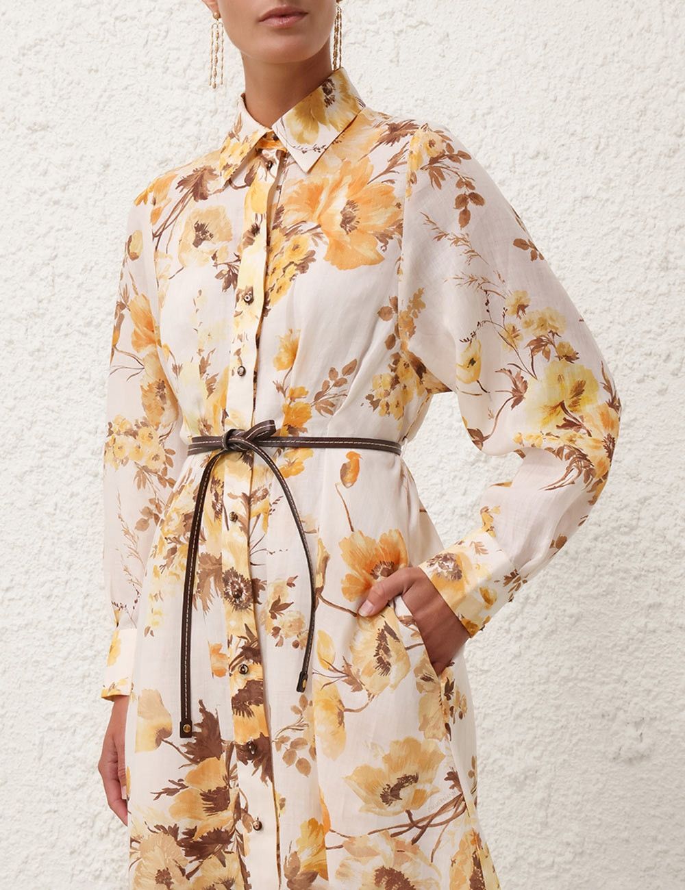 Zimmermann oc11z0525 Ottie Tuck Shirt Midi Dress in Multicolor Size M / US 6-8 / IT 42-44 - 5 Thumbnail