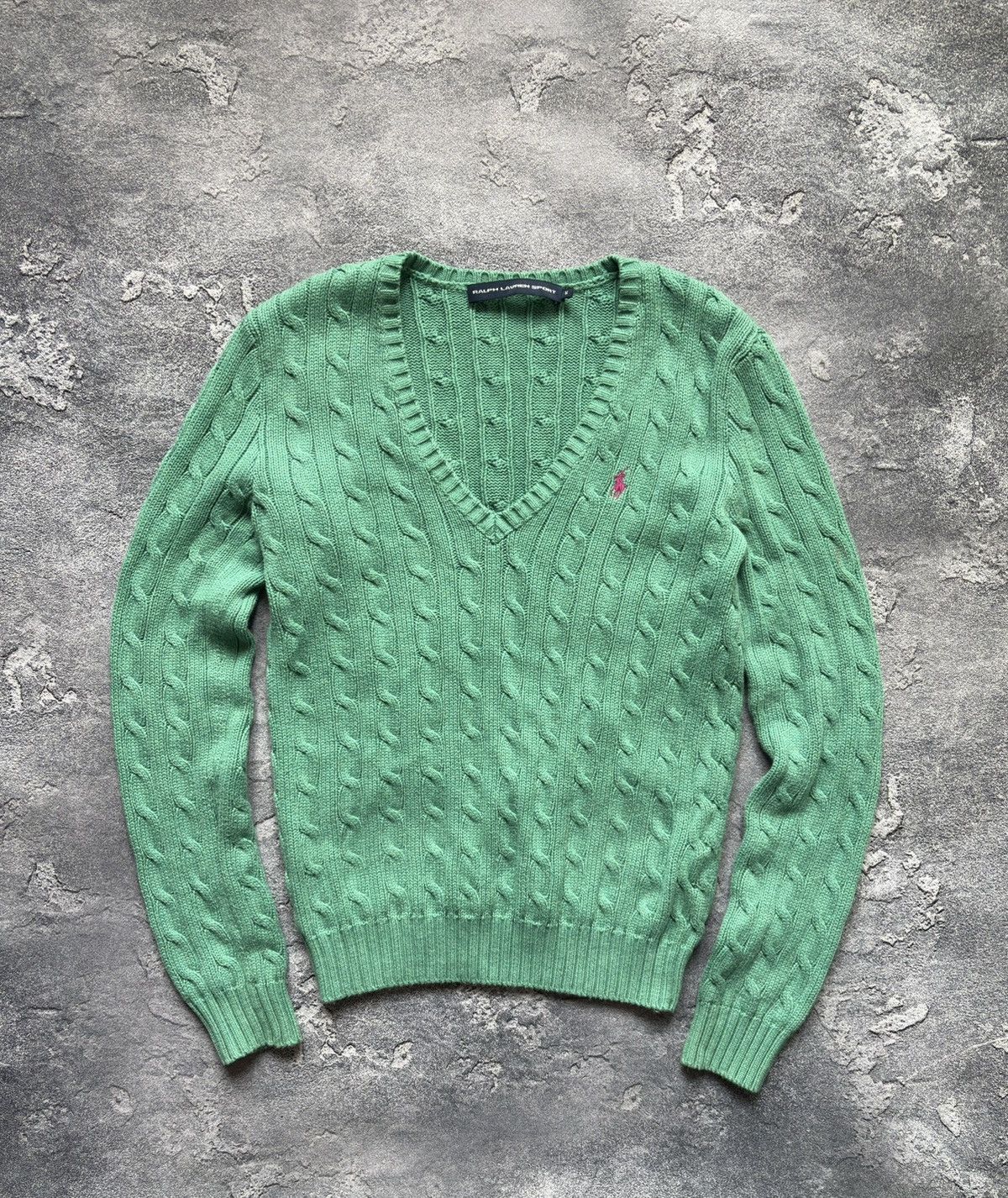 Polo Ralph Lauren Vintage Polo Ralph Lauren V-Neck Cable Knit Sweater Size M Size M / US 6-8 / IT 42-44 - 1 Thumbnail