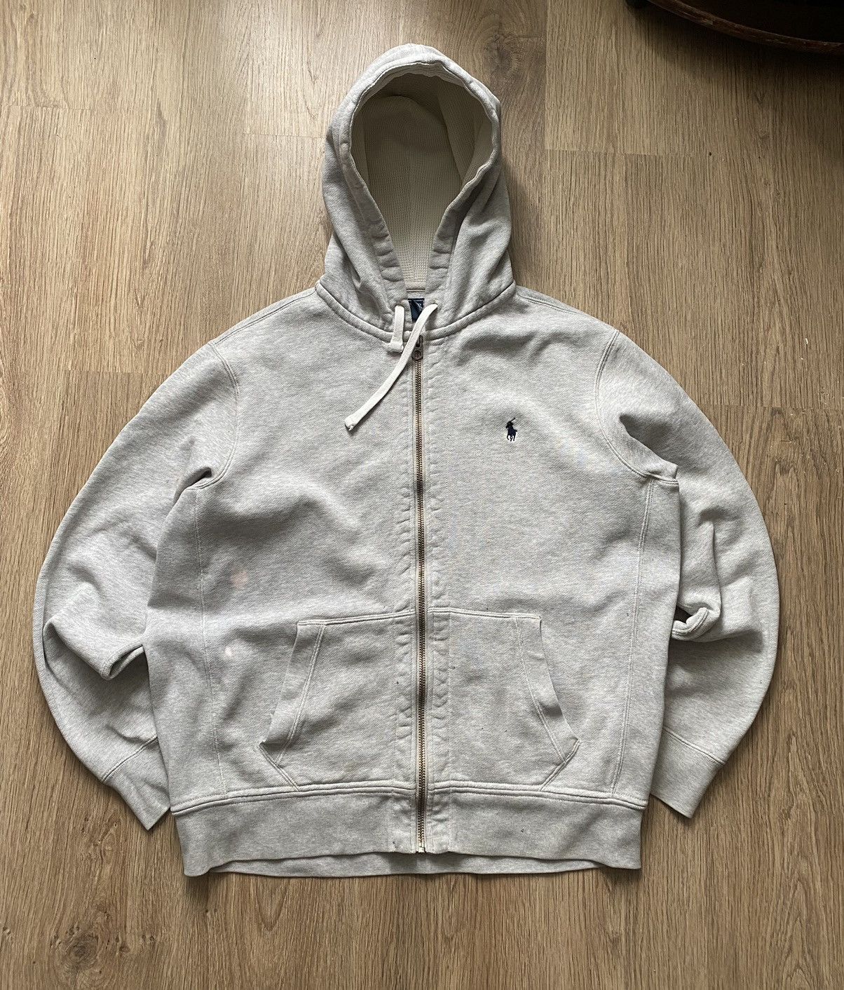 Mens Vintage Polo Ralph Lauren Zip Hoodie y2k painted rugby