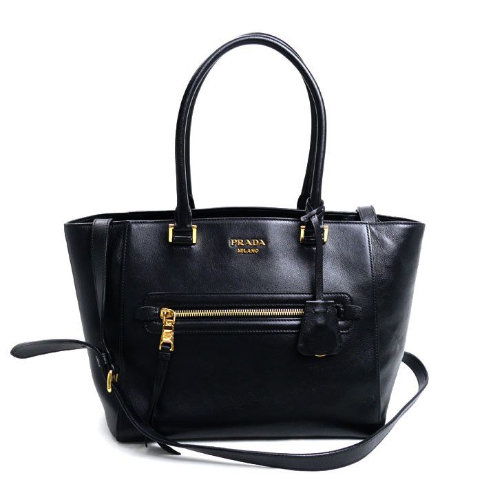 Prada Prada 2Way Bag Calfskin 2Way Bag Leather Shoulder Bag 1Bg227 in Black, Women's