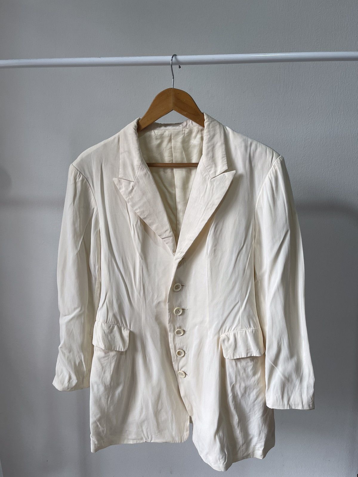 Y's × Yohji Yamamoto 80s Yohji Yamamoto Y’S white Cream Blazer Size M / US 6-8 / IT 42-44 - 1 Thumbnail
