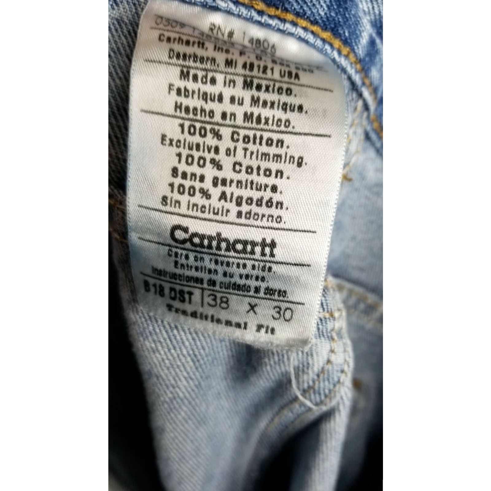 Carhartt Carhartt Jeans Mens 38x30 Denim Blue Distressed Traditional Fit 5-Pocket Size US 36 / EU 52 - 6 Thumbnail