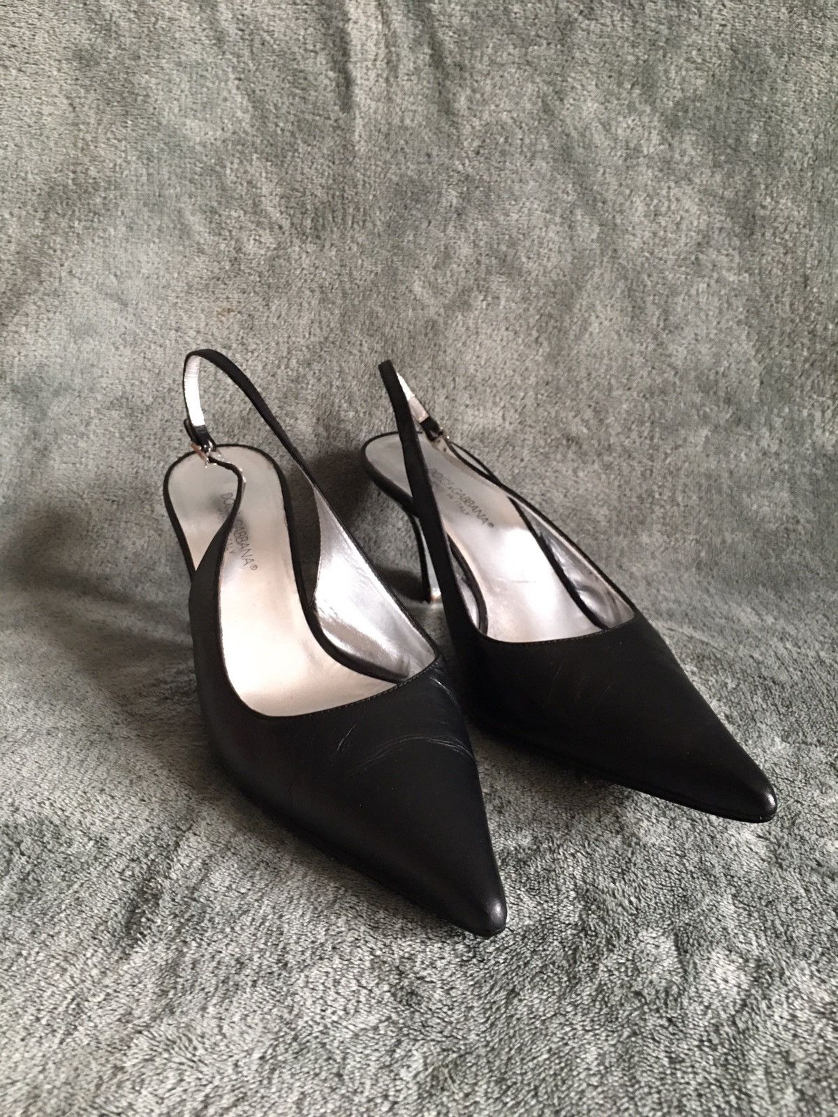 Dolce & Gabbana Dolce & Gabbana Black Leather Sling Heels Pumps EU 38 Size US 8 / IT 38 - 9 Thumbnail