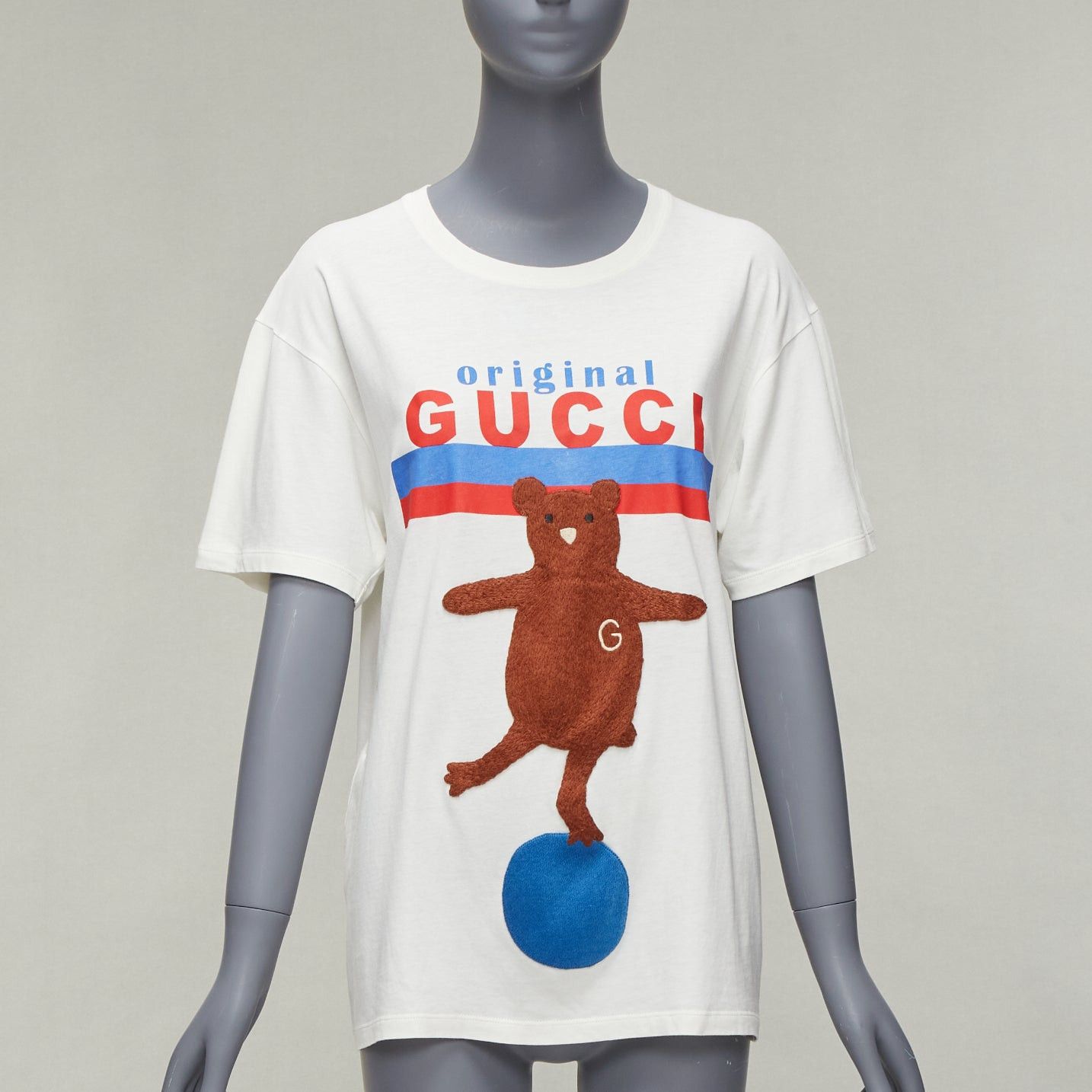 Gucci GUCCI Balancing Bear logo print round neck short oversized tshirt S Size S / US 4 / IT 40 - 1 Thumbnail