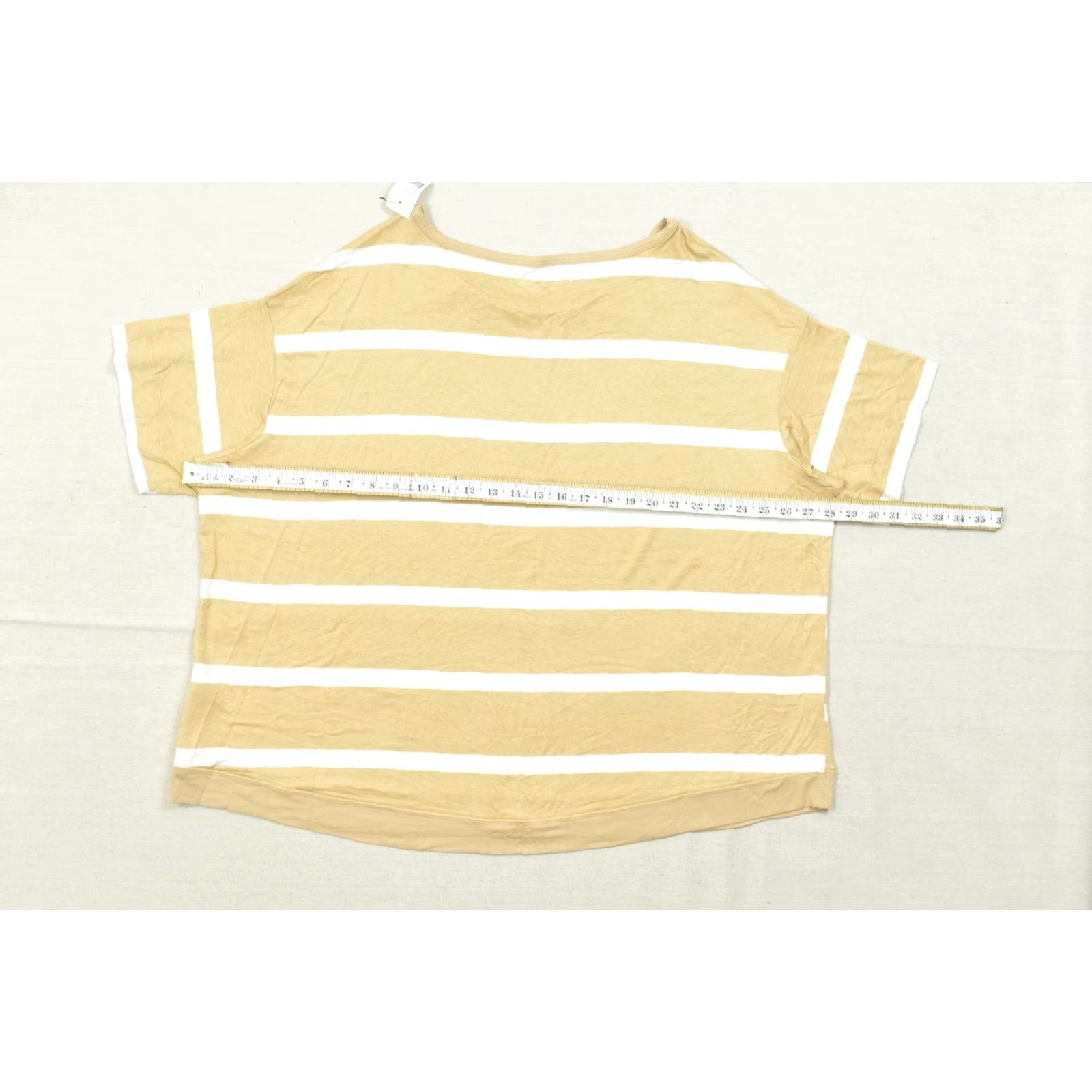 Vintage Lane Bryant Blouse Shirt Women Plus 18/20 Short Sleeve Striped Beige White Casual Basic 18/20 Womens Shoes? Size XXL / US 16-18 / IT 52-54 - 3 Thumbnail